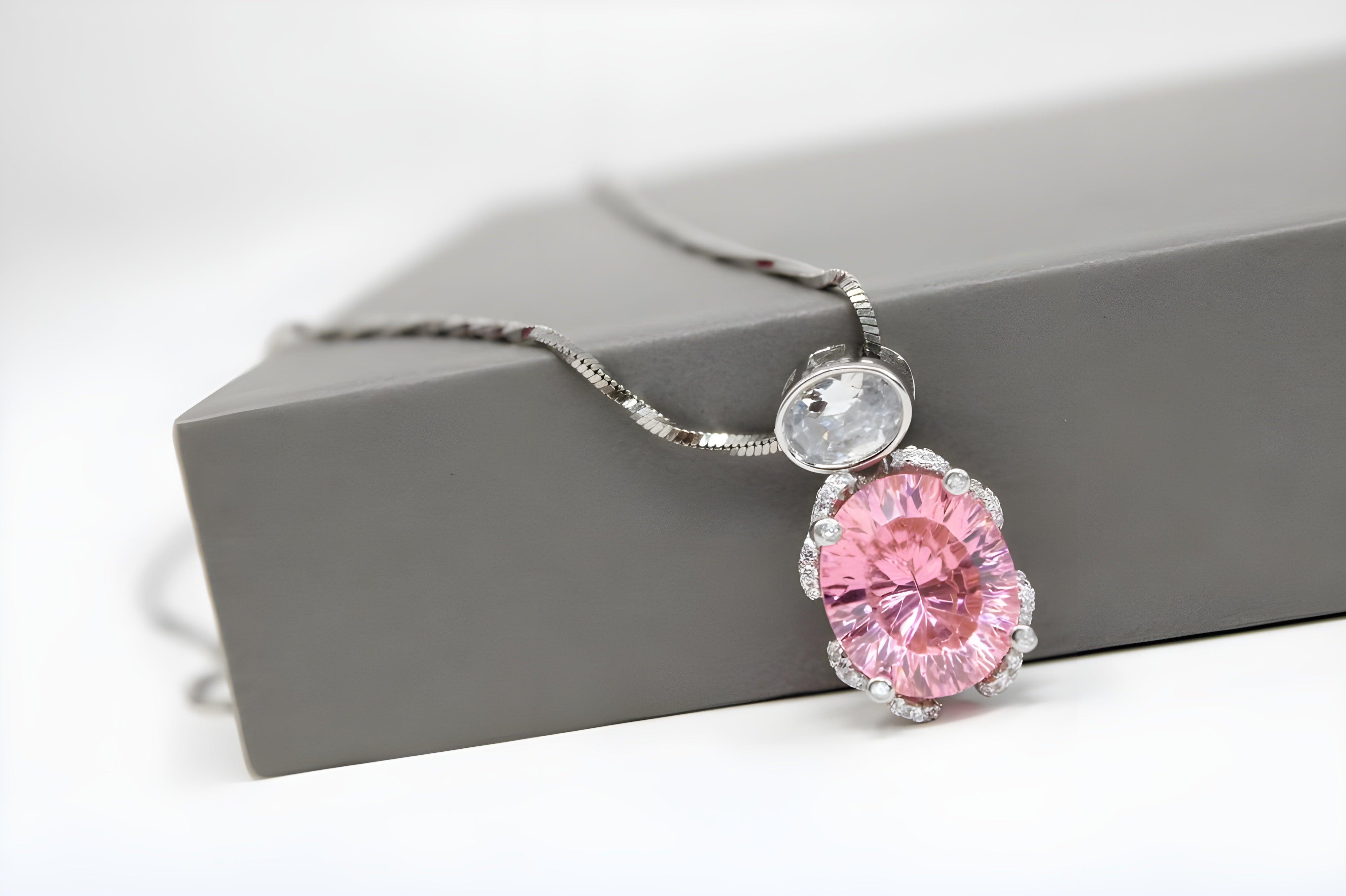 Coral Blossom Double Crystal Pendant with VeeLux Accents