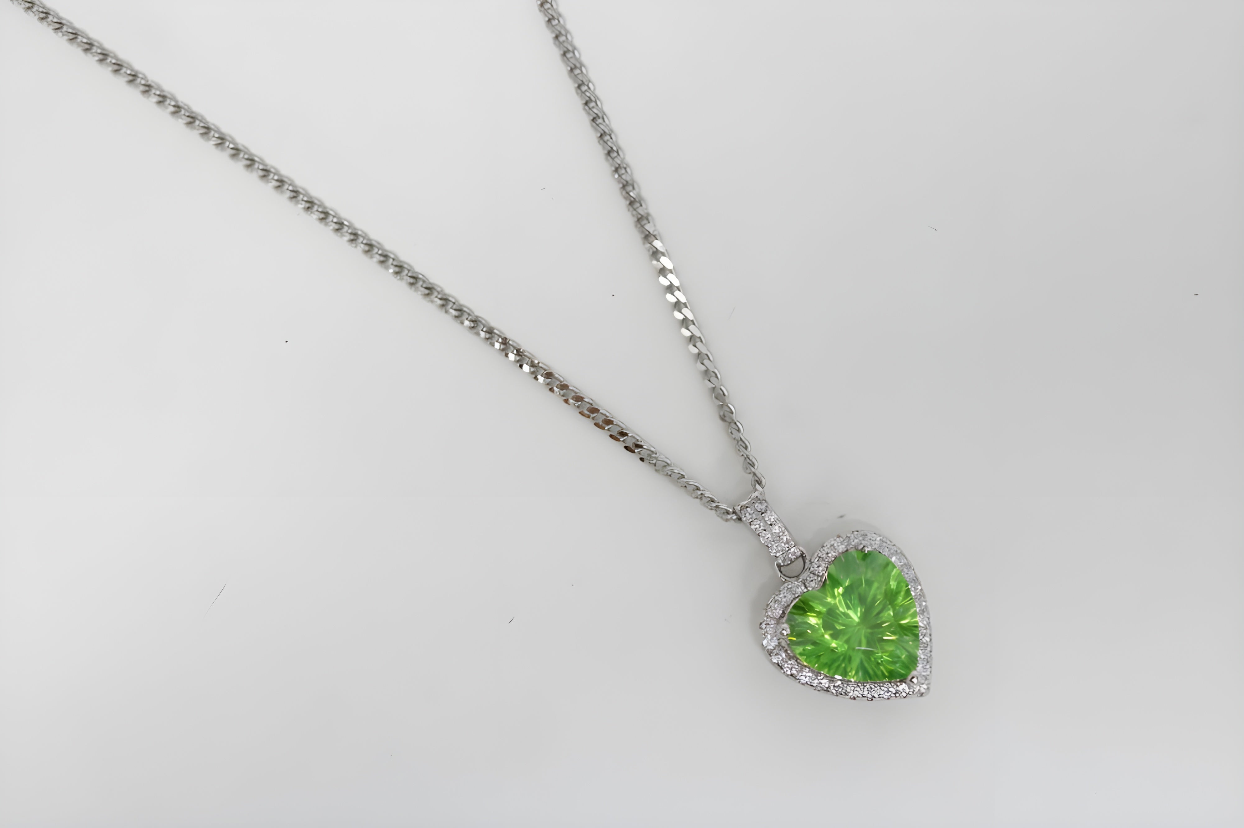 VeeLux Enchanted Green Heart Crystal Necklace