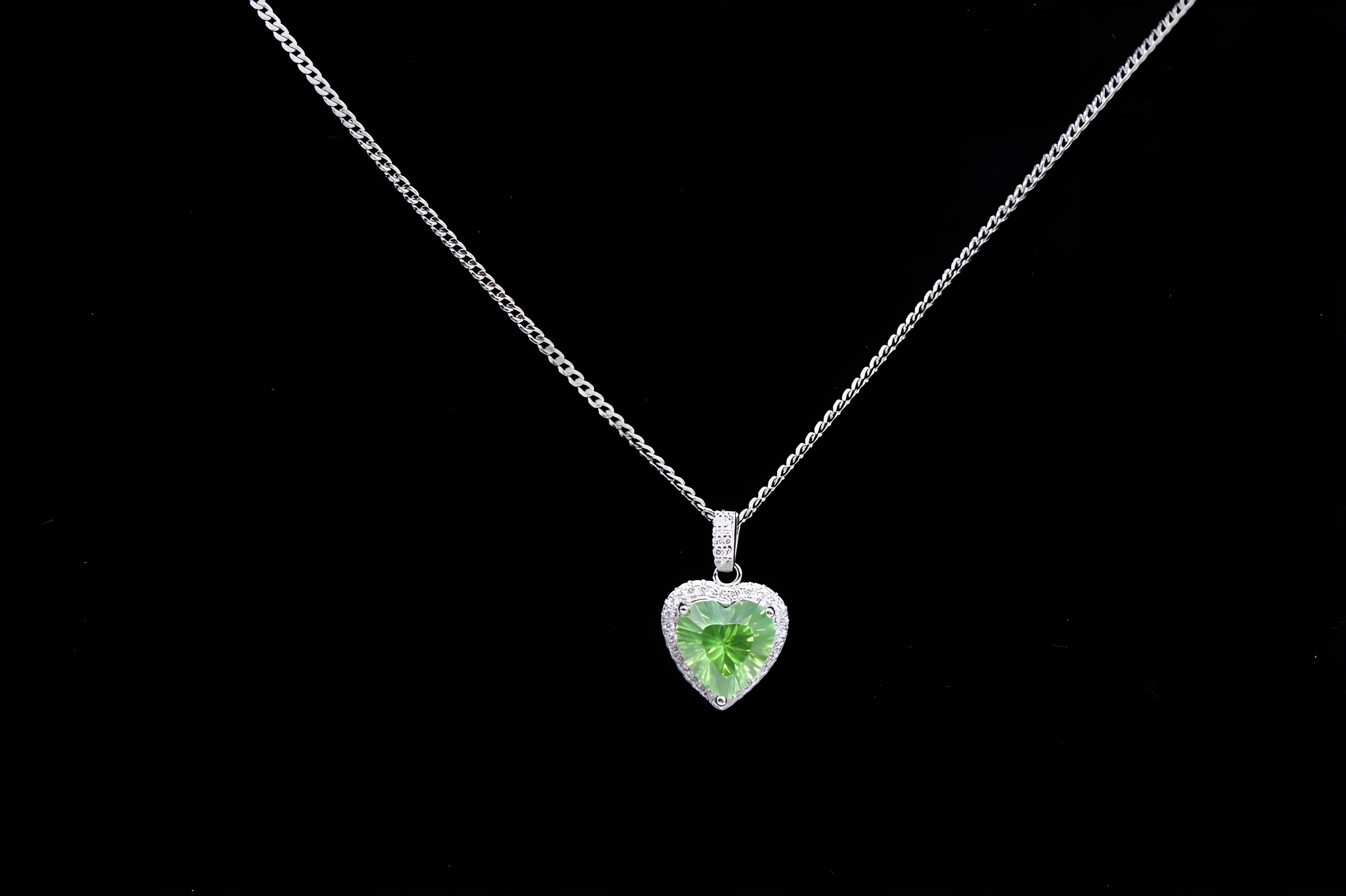 VeeLux Enchanted Green Heart Crystal Necklace