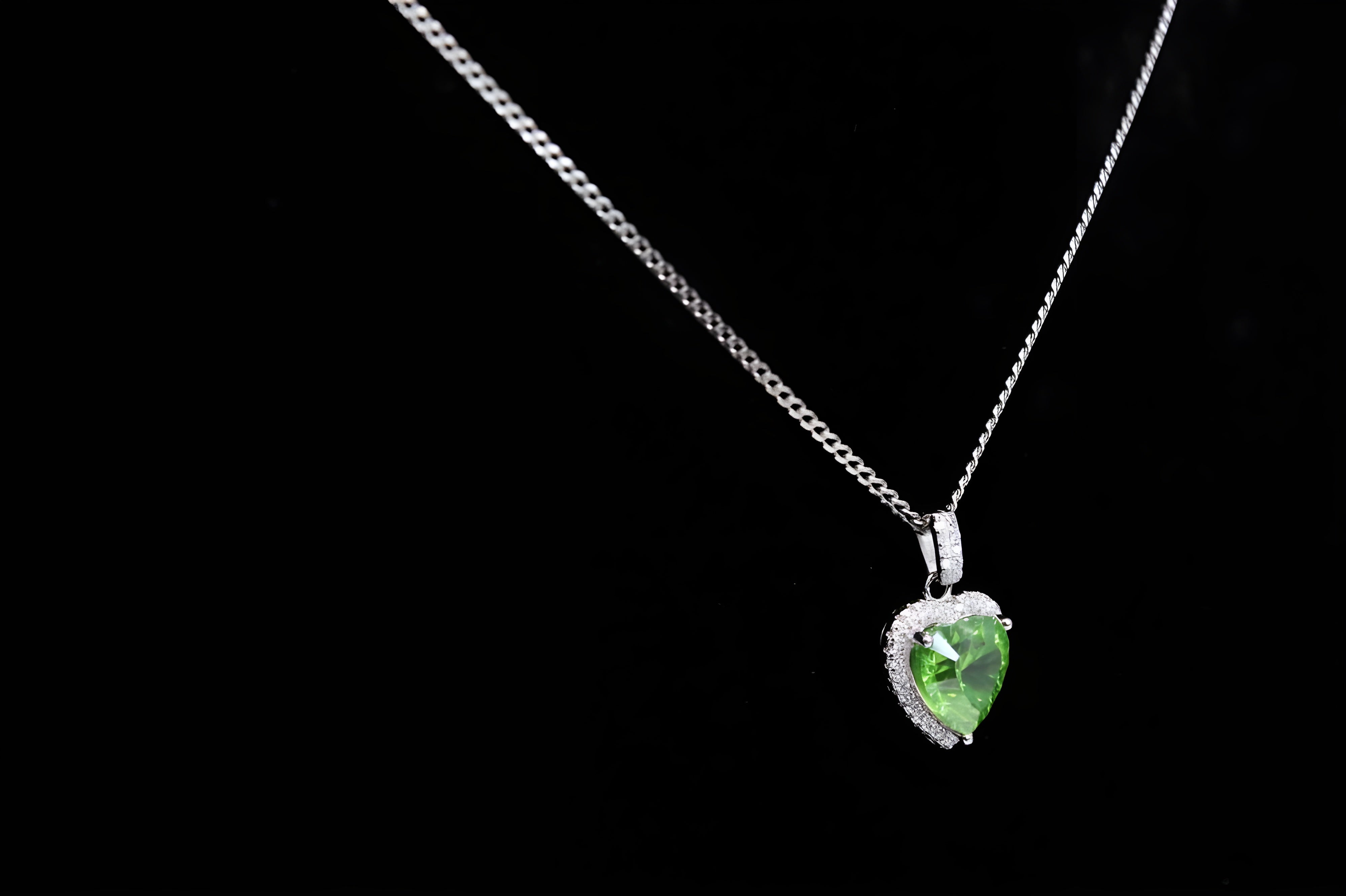 VeeLux Enchanted Green Heart Crystal Necklace