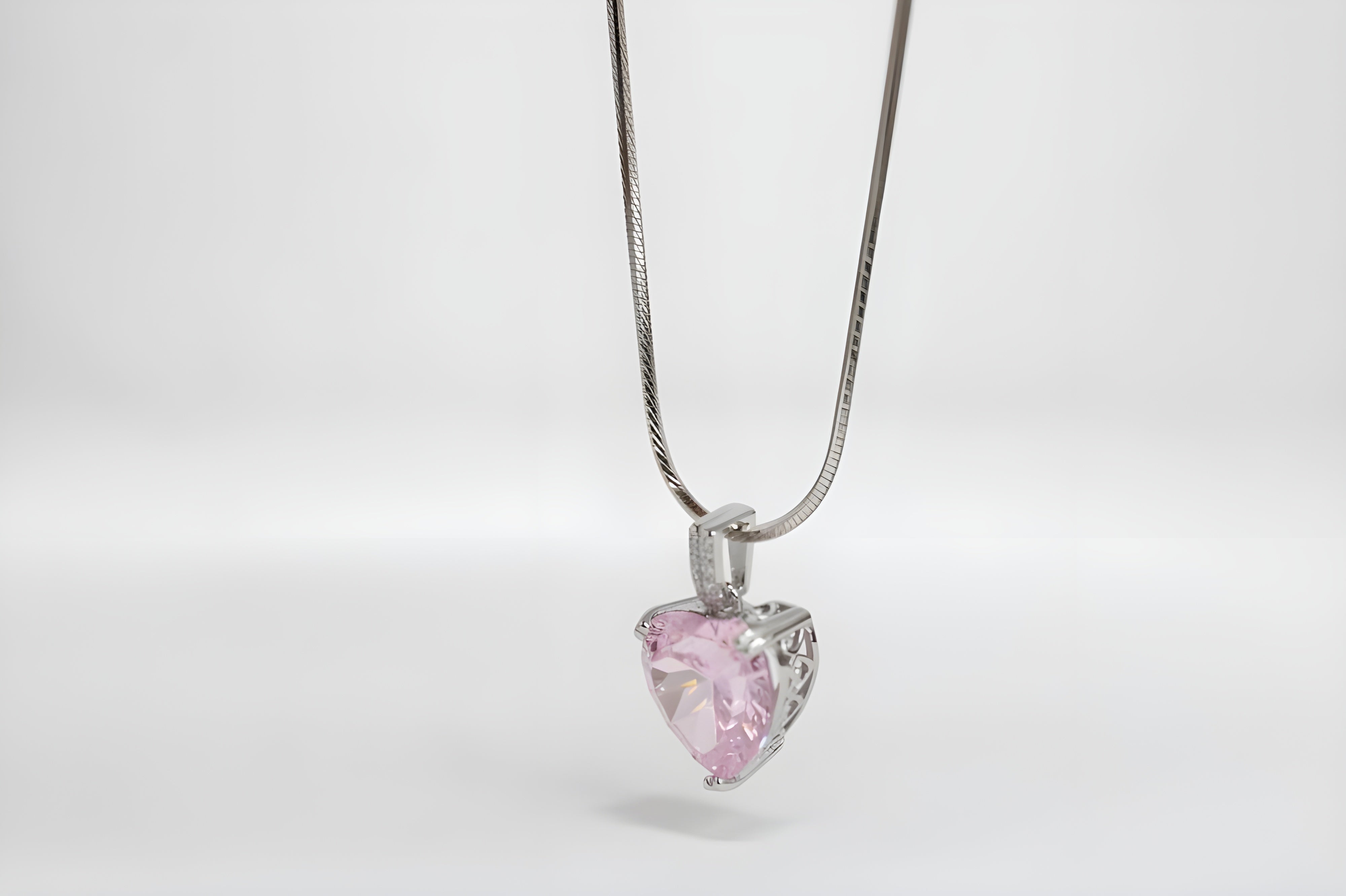 Rose Dew Pink Teardrop Pendant in Sterling Silver