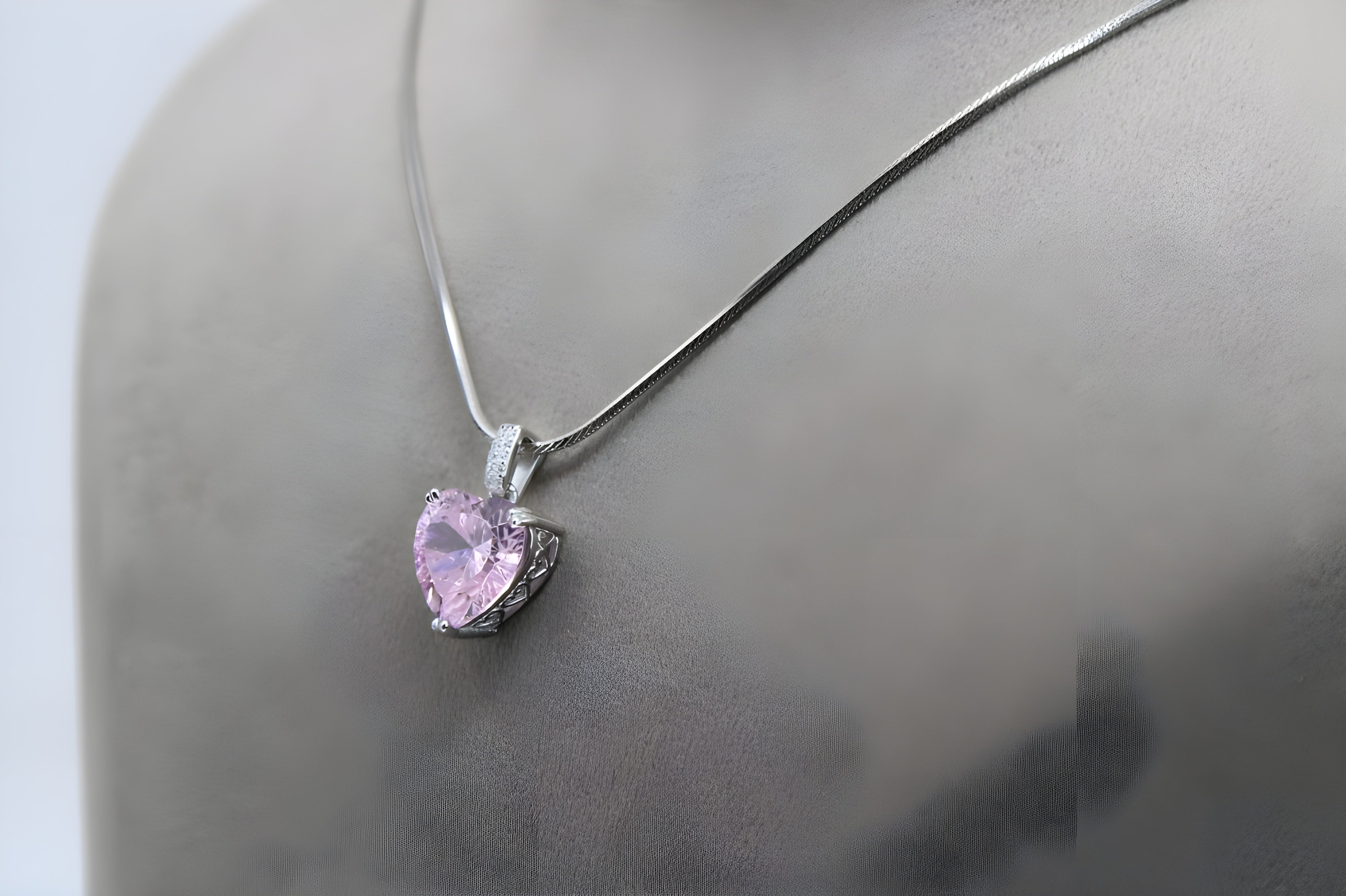 Rose Dew Pink Teardrop Pendant in Sterling Silver