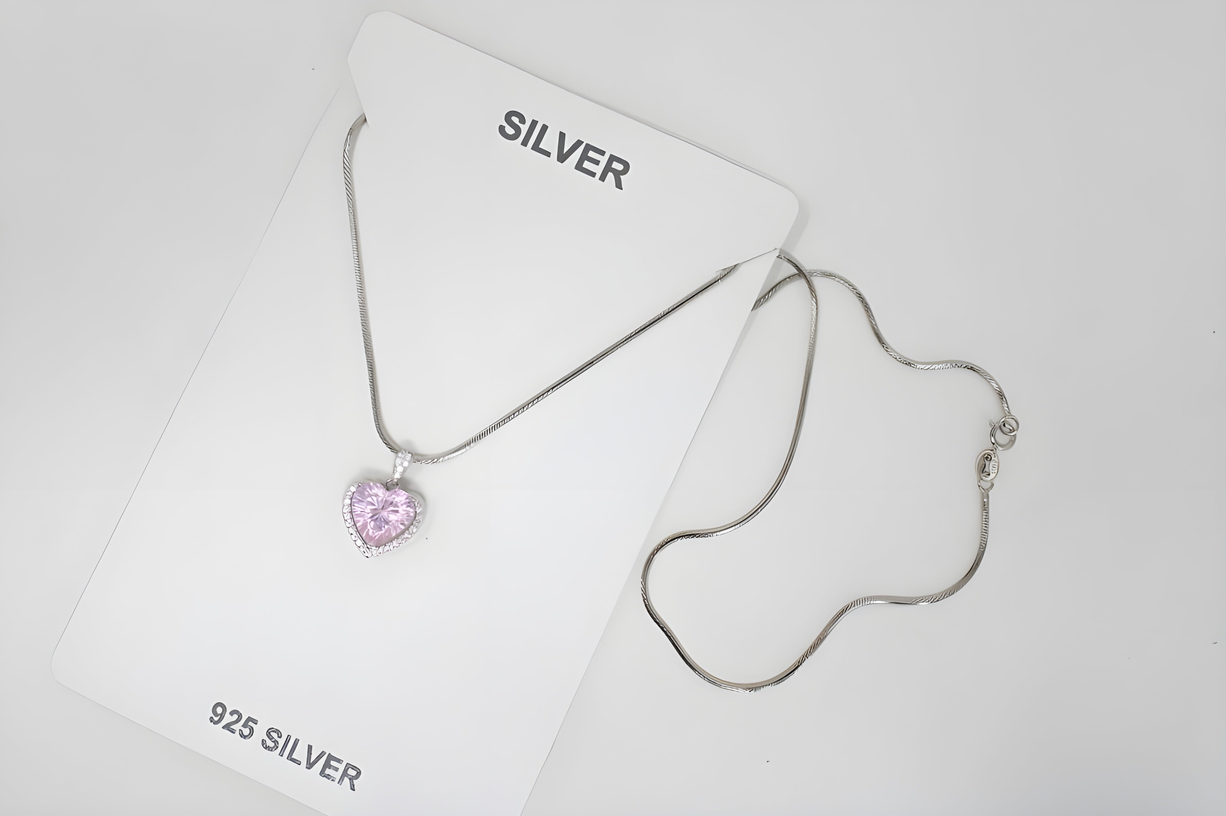 VeeLux Premium Crystal Pink Heart Halo Necklace