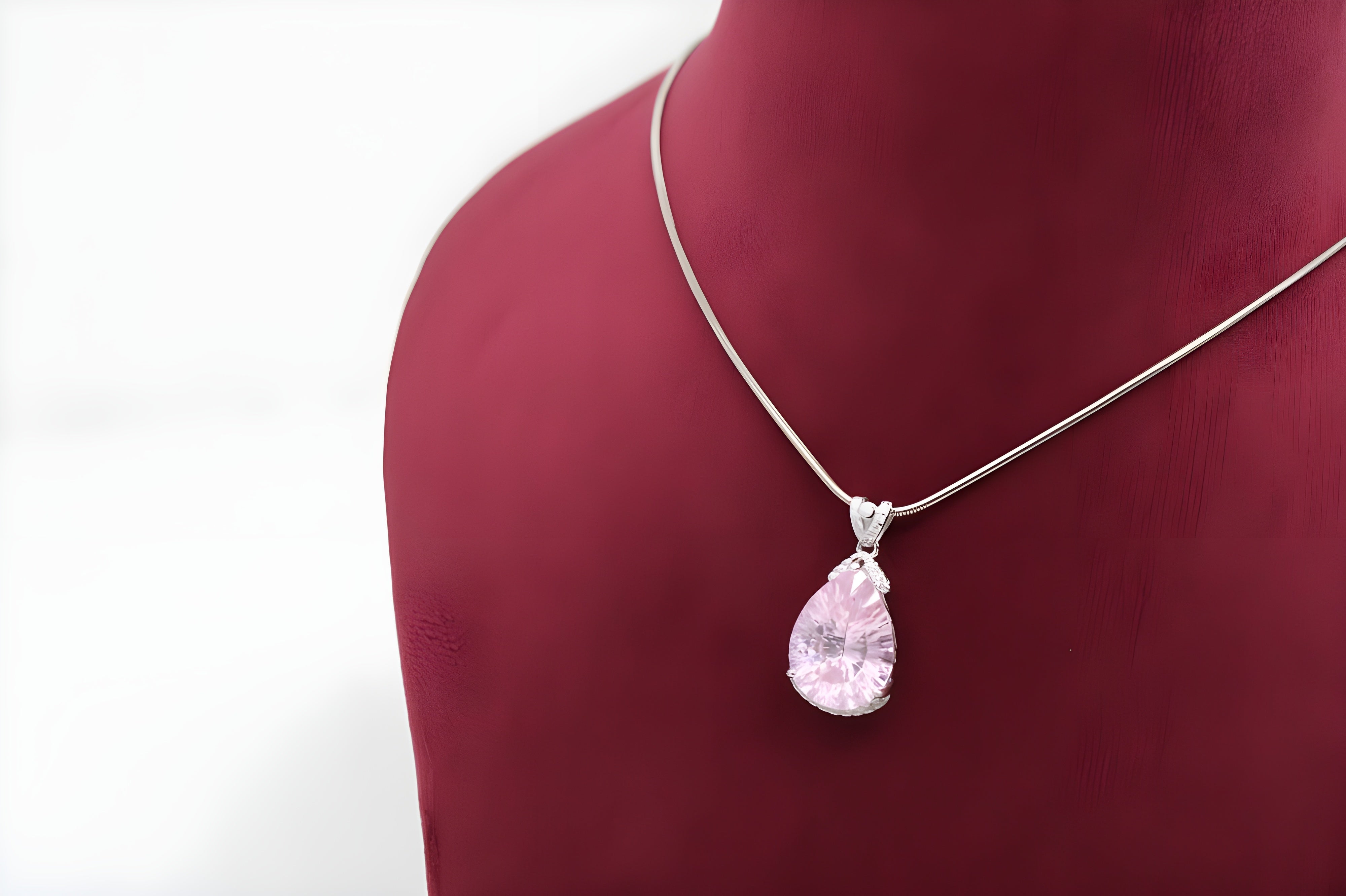 Elegant Pink Teardrop Halo Necklace by VeeLux