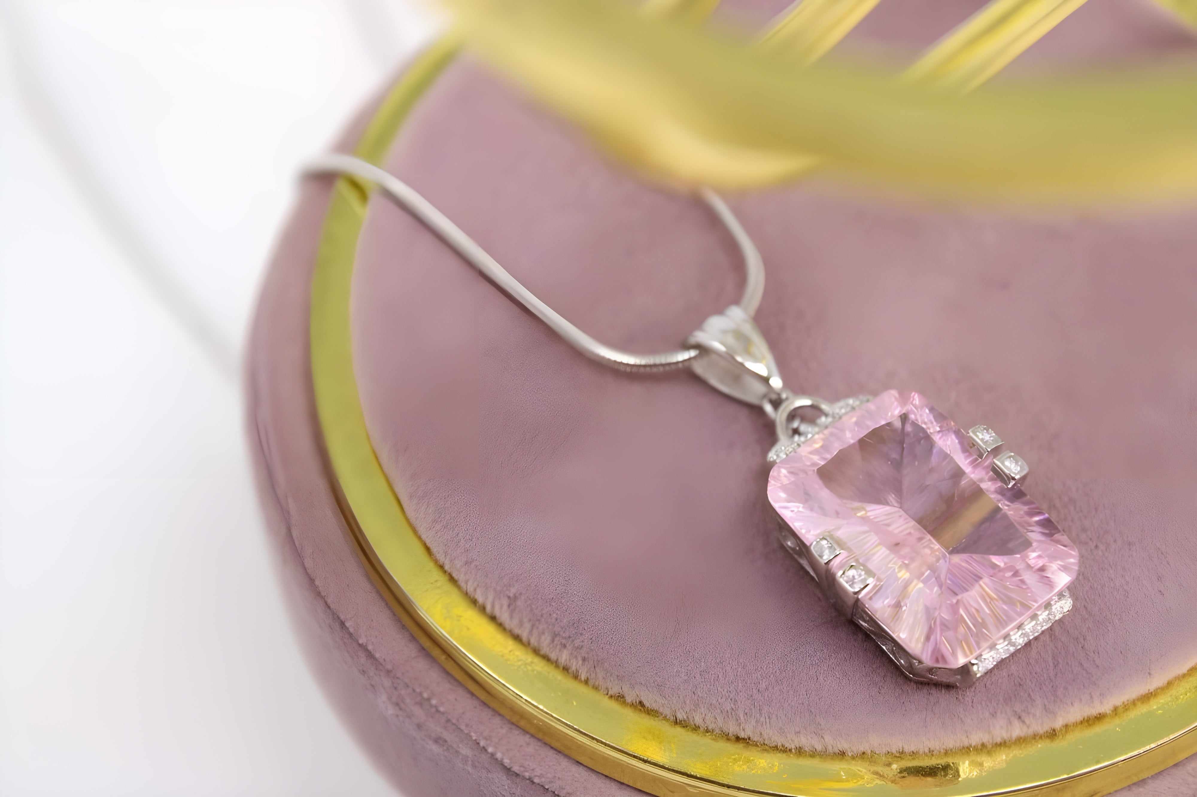 VeeLux Pink Teardrop Crystal Pendant in Sterling Silver