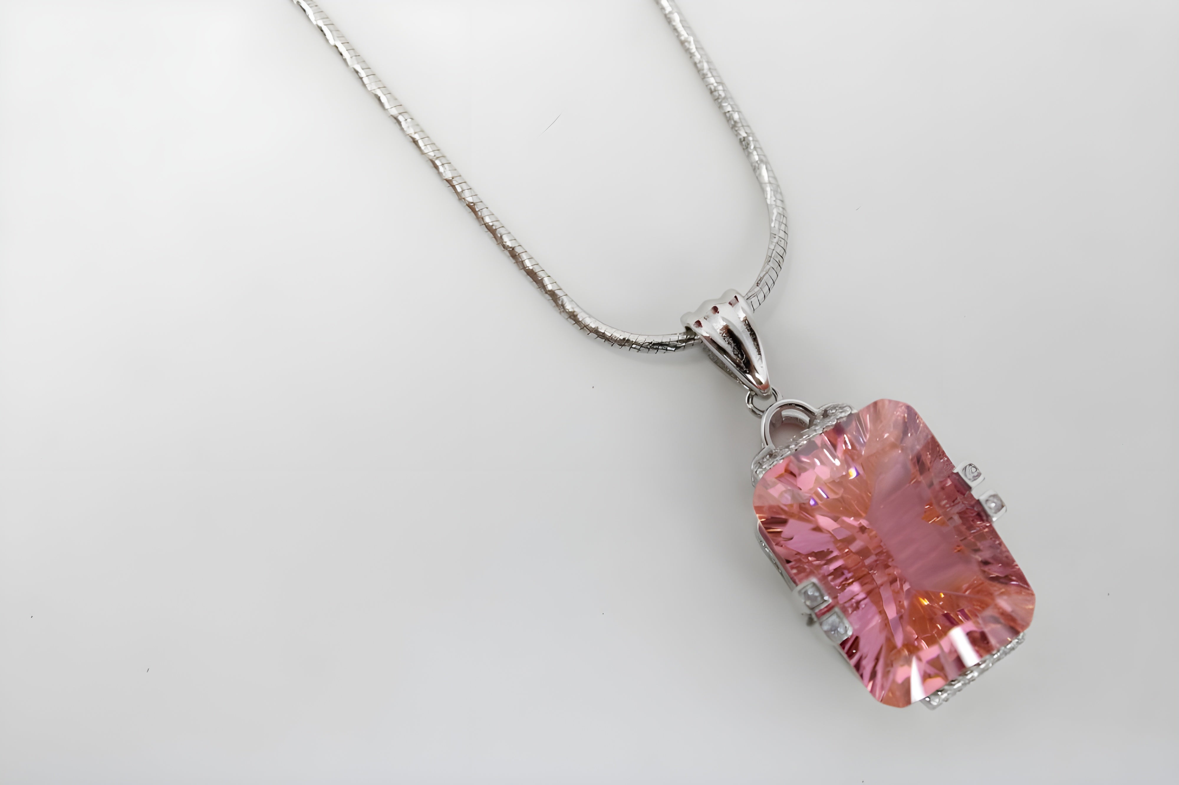 VeeLux Blush Teardrop Crystal Pendant Necklace