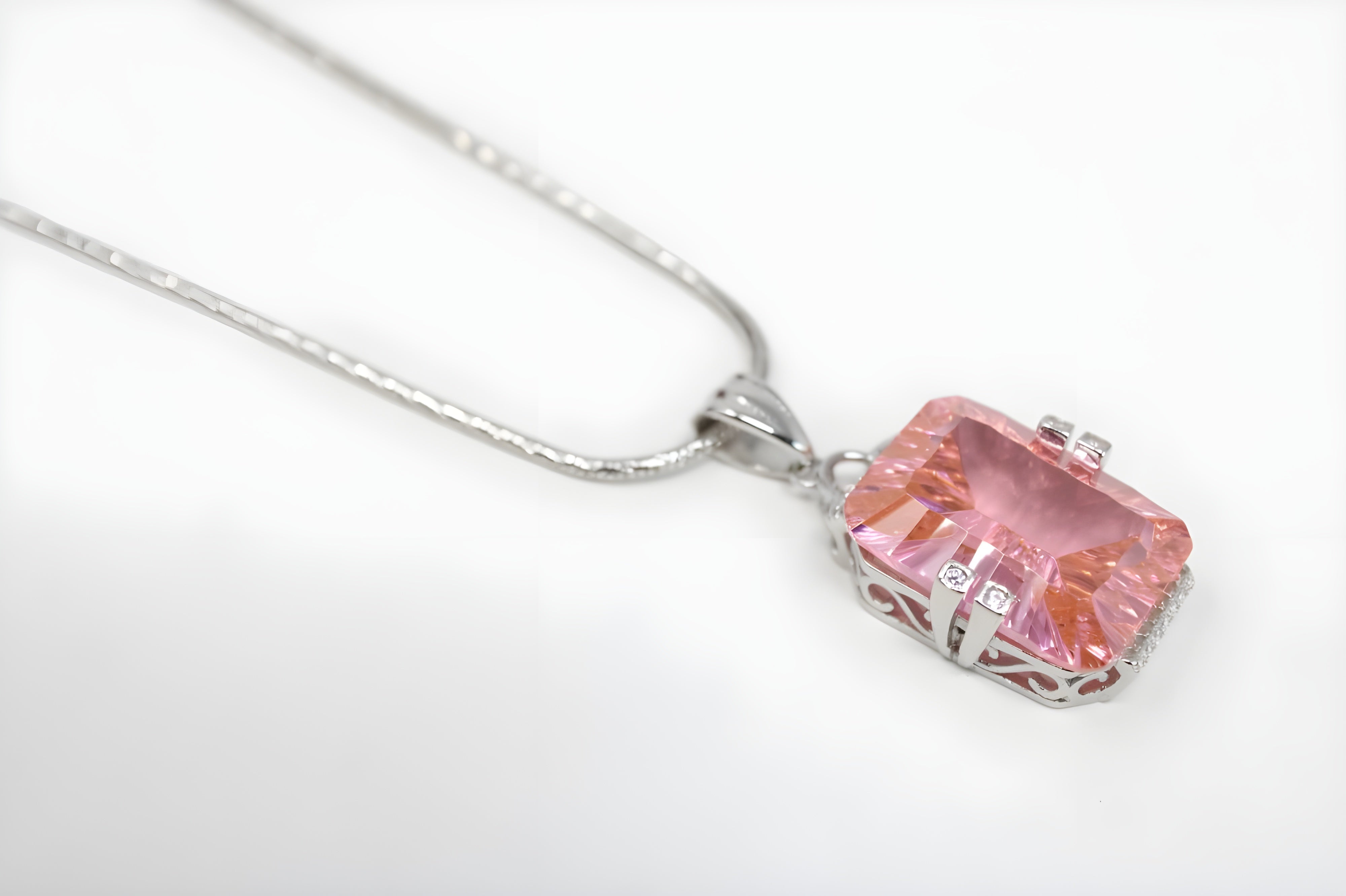 VeeLux Blush Teardrop Crystal Pendant Necklace