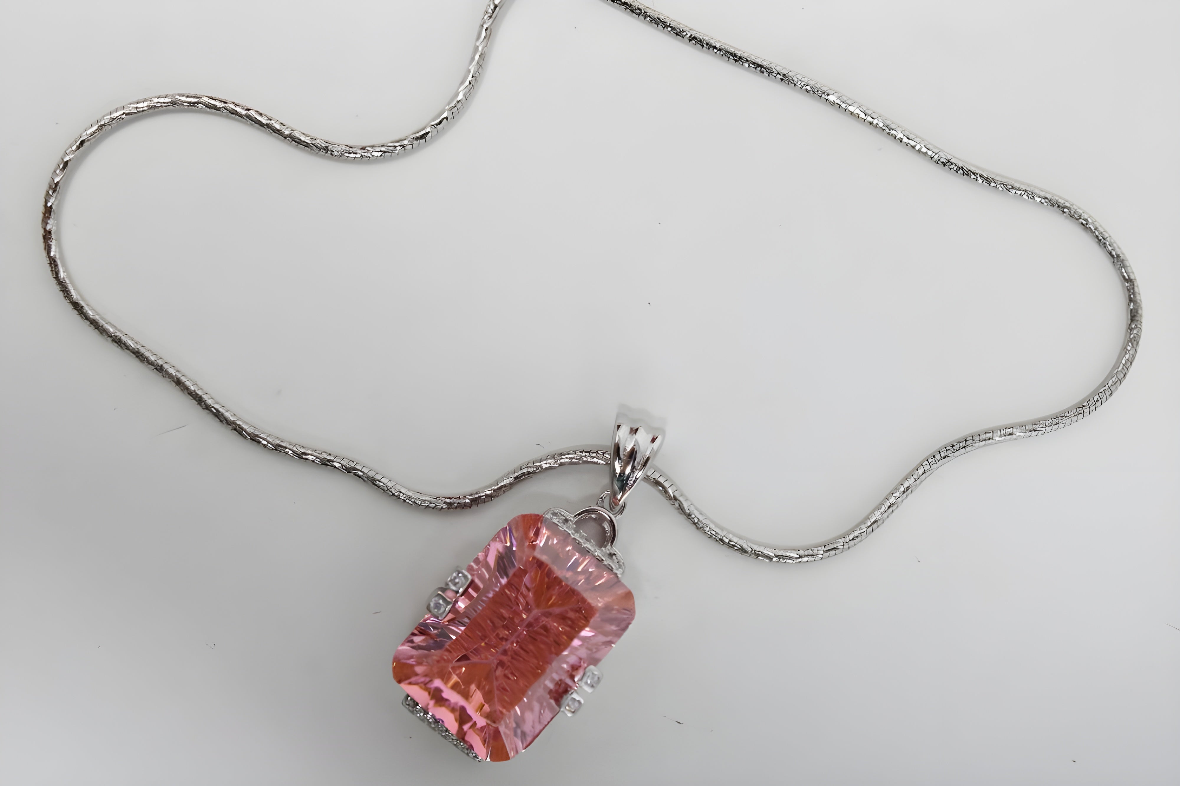 VeeLux Blush Teardrop Crystal Pendant Necklace