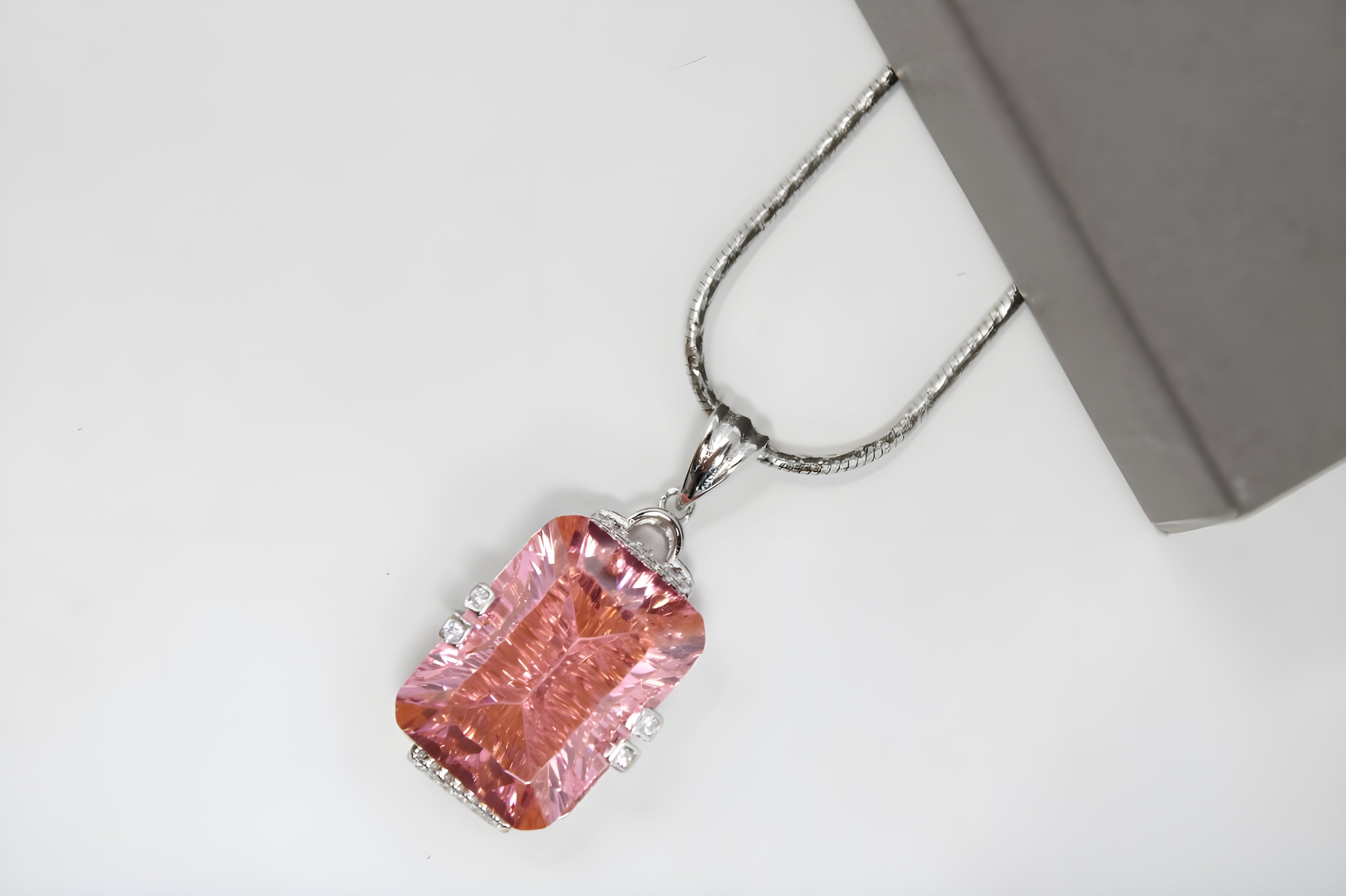 VeeLux Blush Teardrop Crystal Pendant Necklace