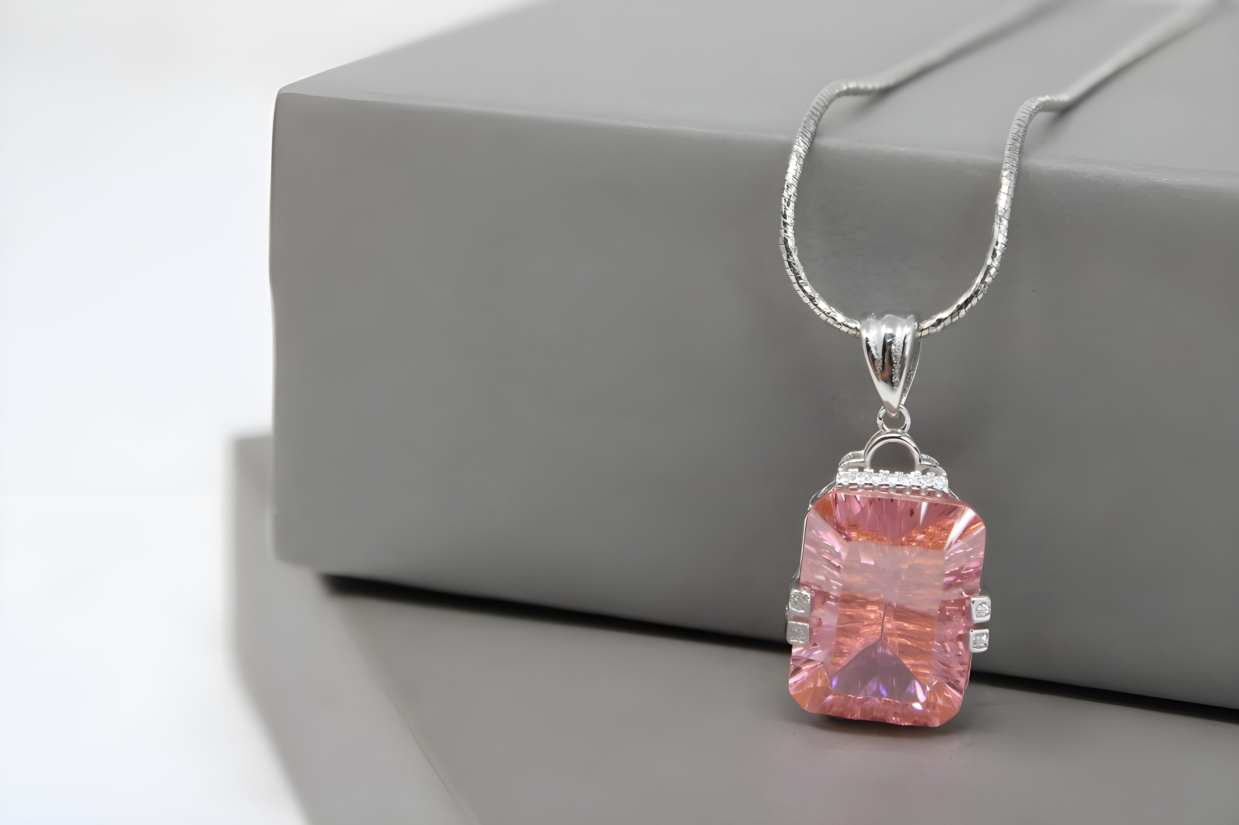 VeeLux Blush Teardrop Crystal Pendant Necklace