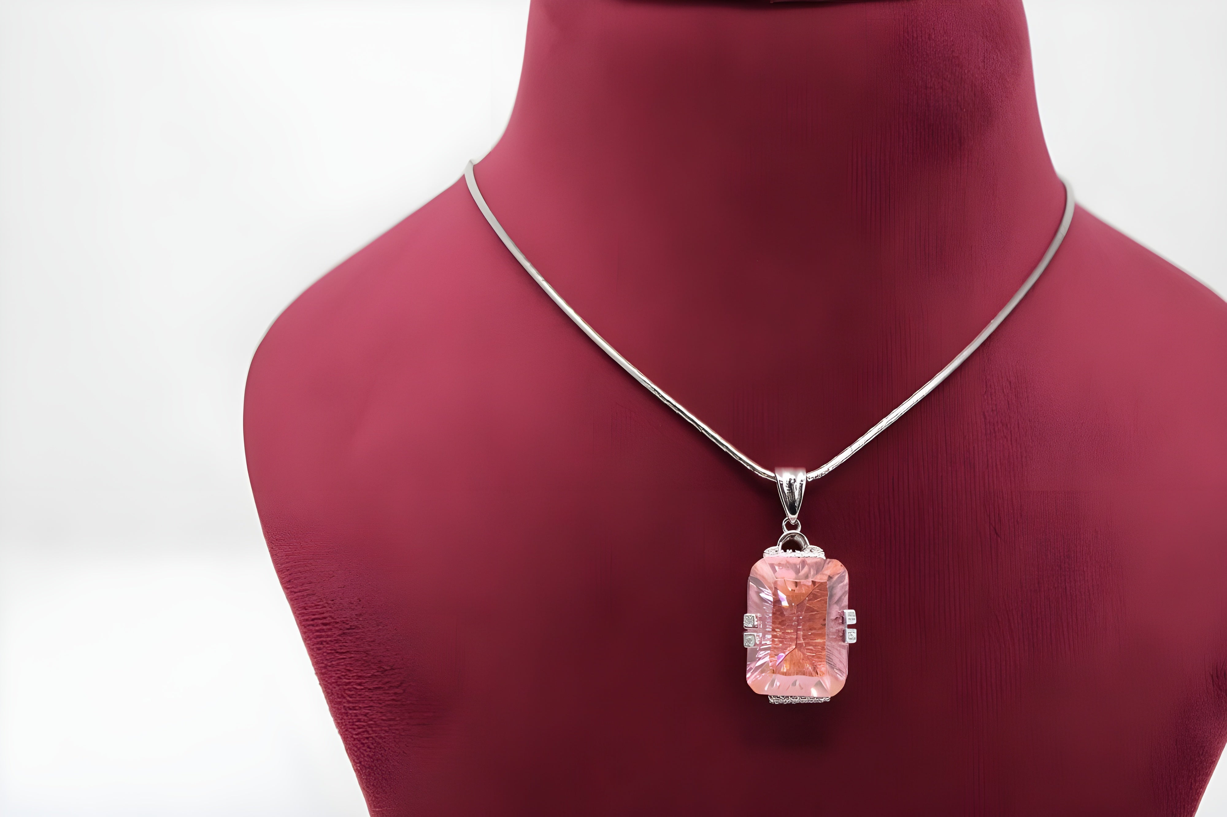 VeeLux Blush Teardrop Crystal Pendant Necklace