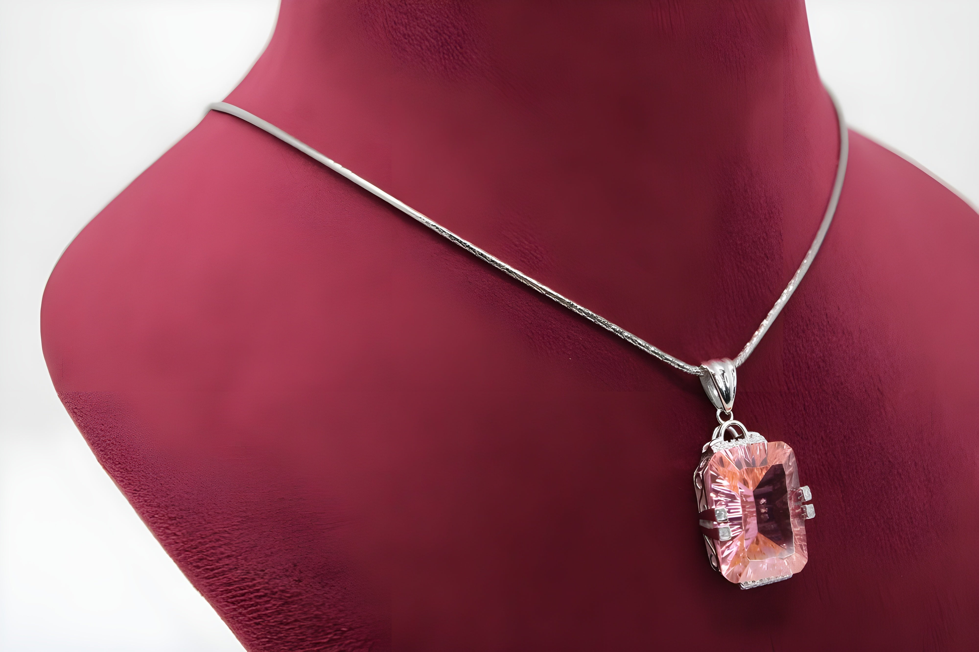 VeeLux Blush Teardrop Crystal Pendant Necklace