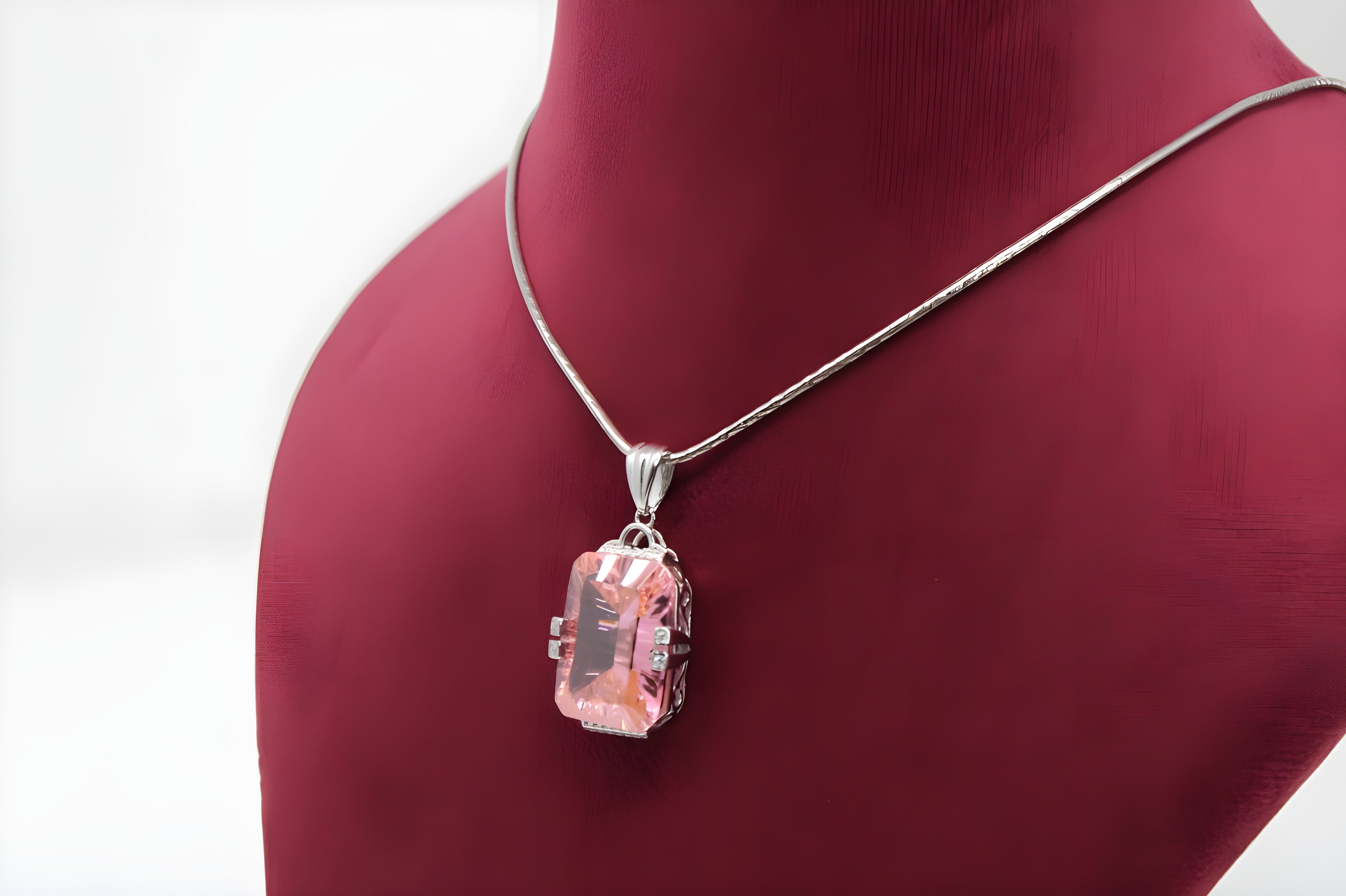 VeeLux Blush Teardrop Crystal Pendant Necklace