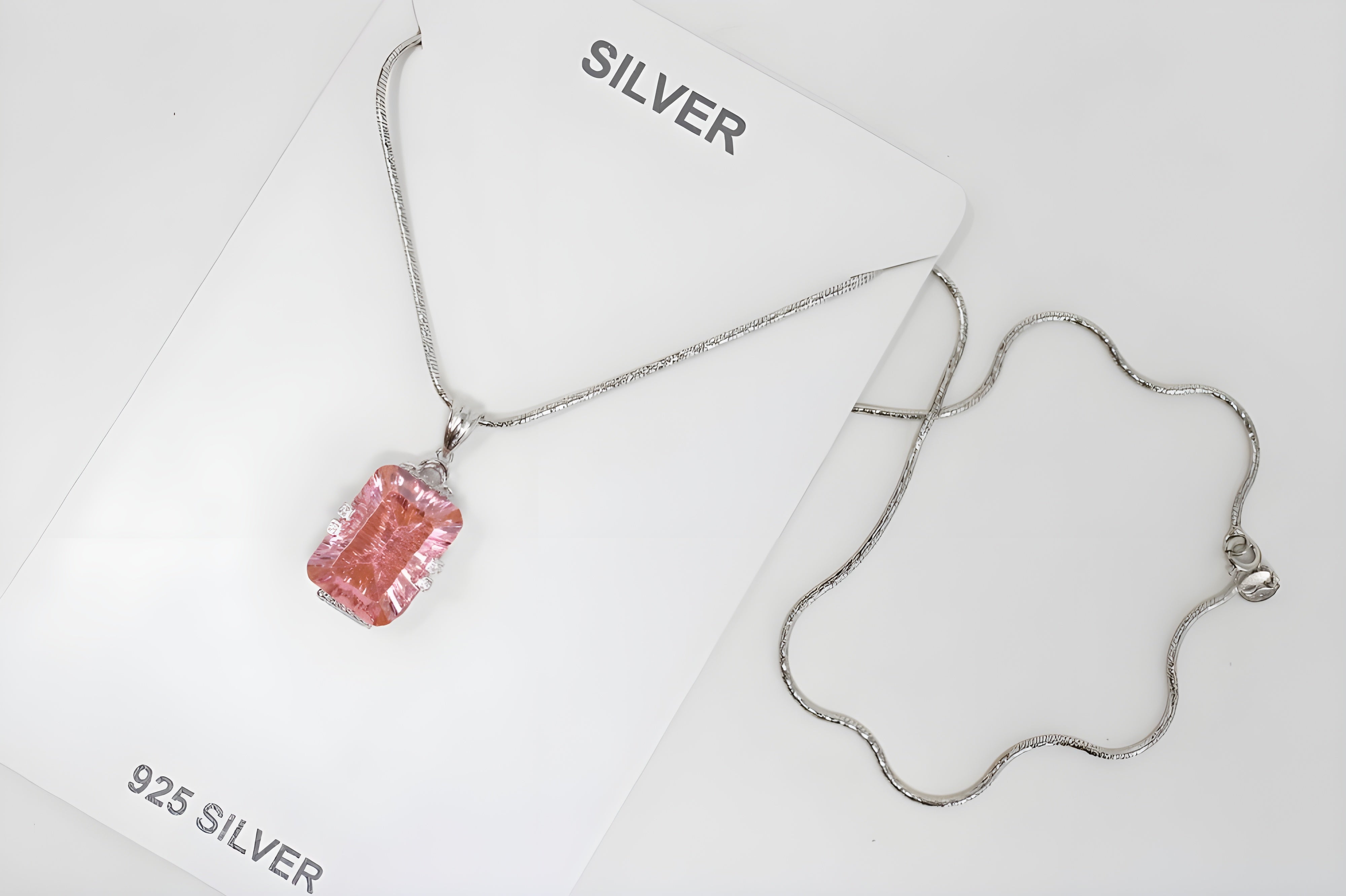 VeeLux Blush Teardrop Crystal Pendant Necklace