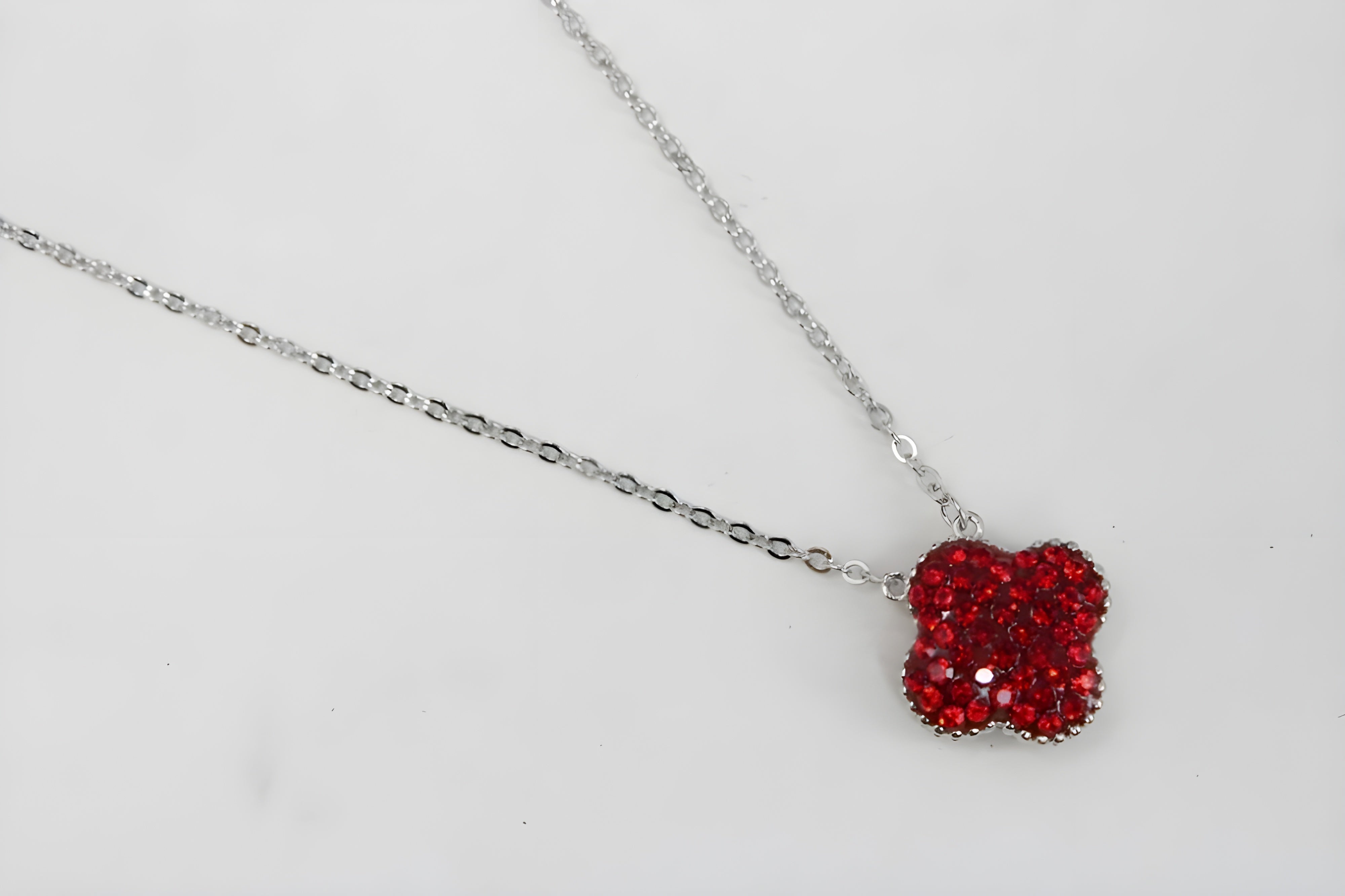 VeeLux Premium Crystal Leaf Pendant with Red Accents