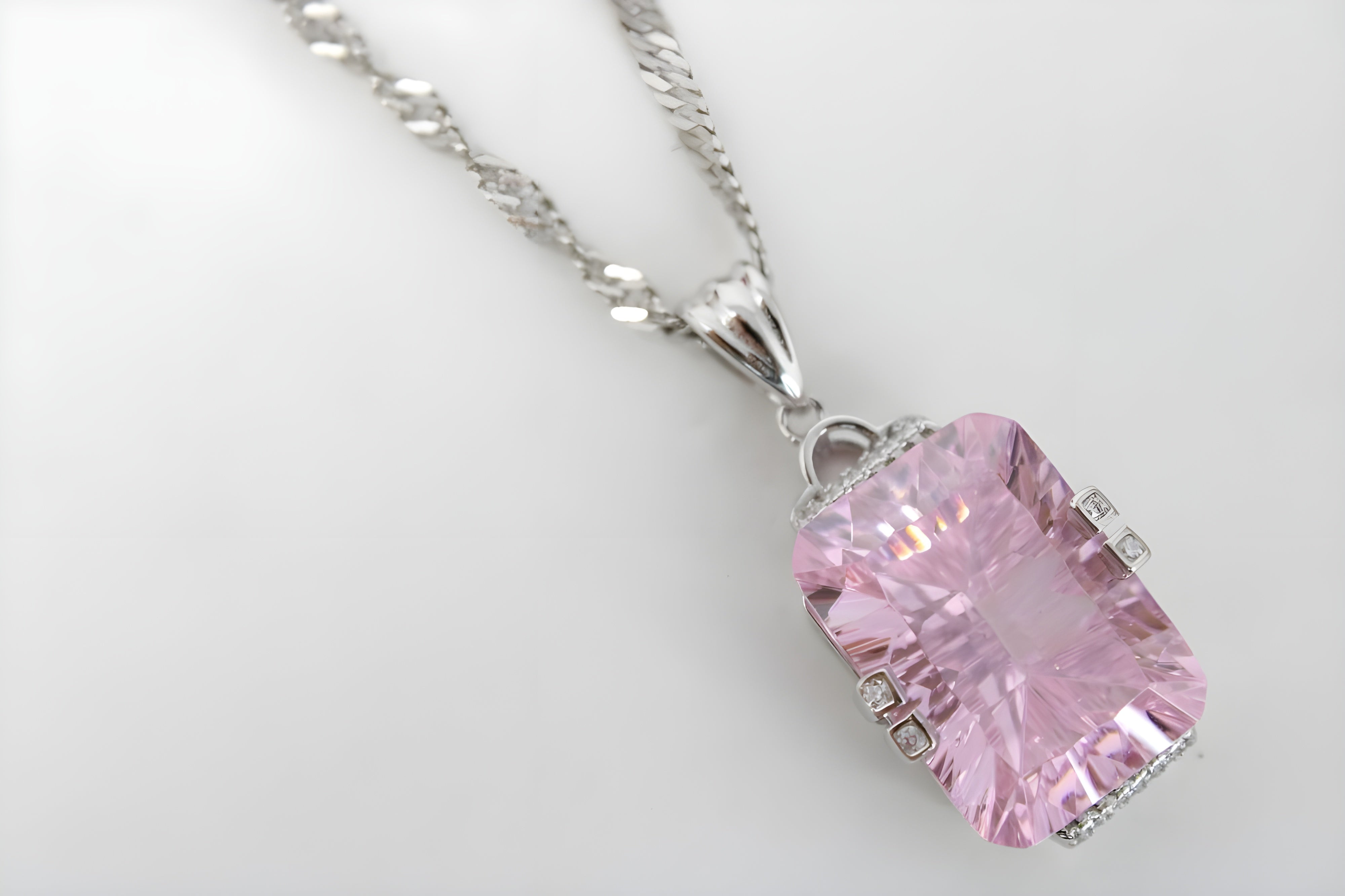 Timeless Pink Cushion Crystal Necklace by VeeLux