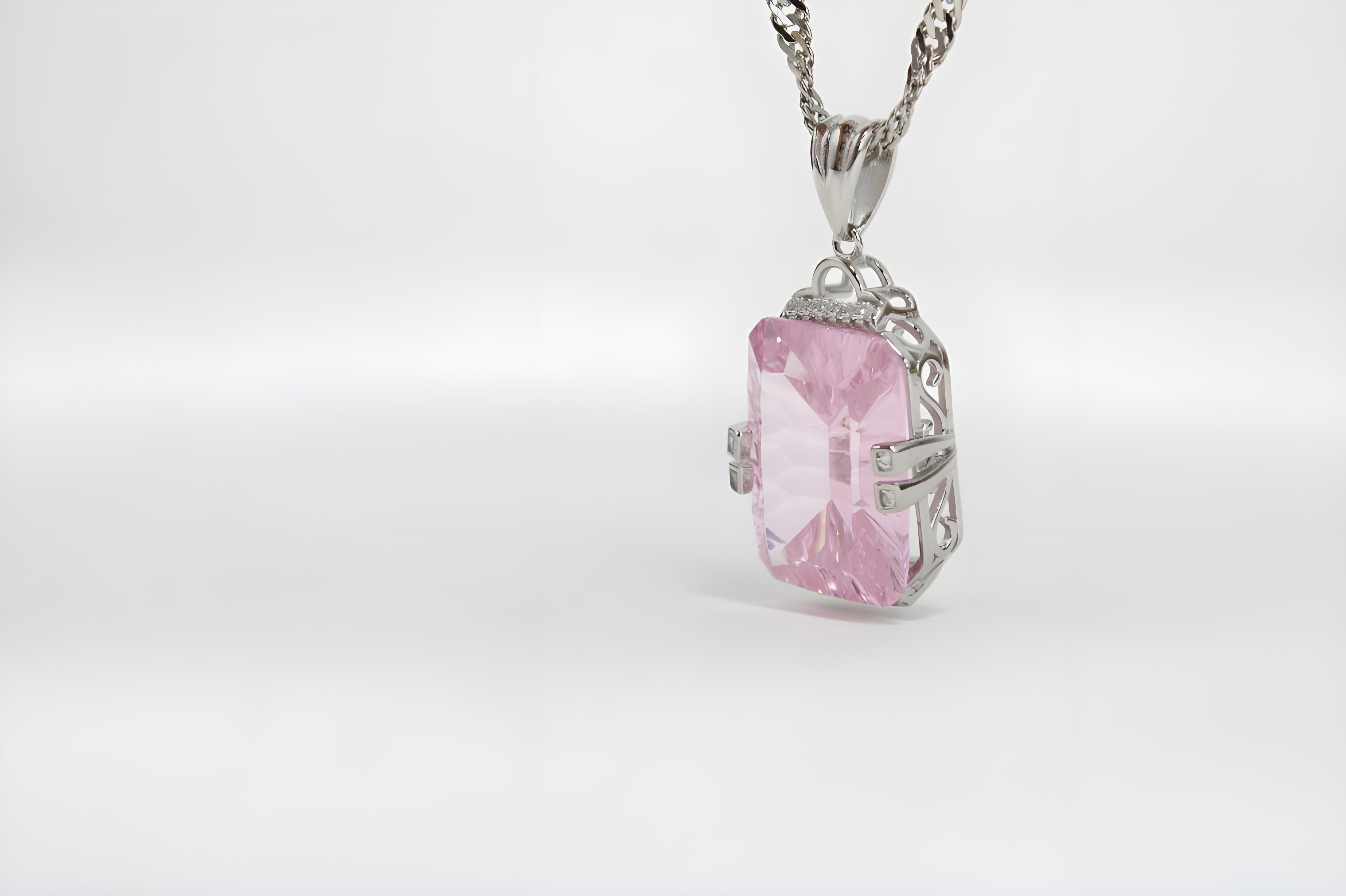 Timeless Pink Cushion Crystal Necklace by VeeLux