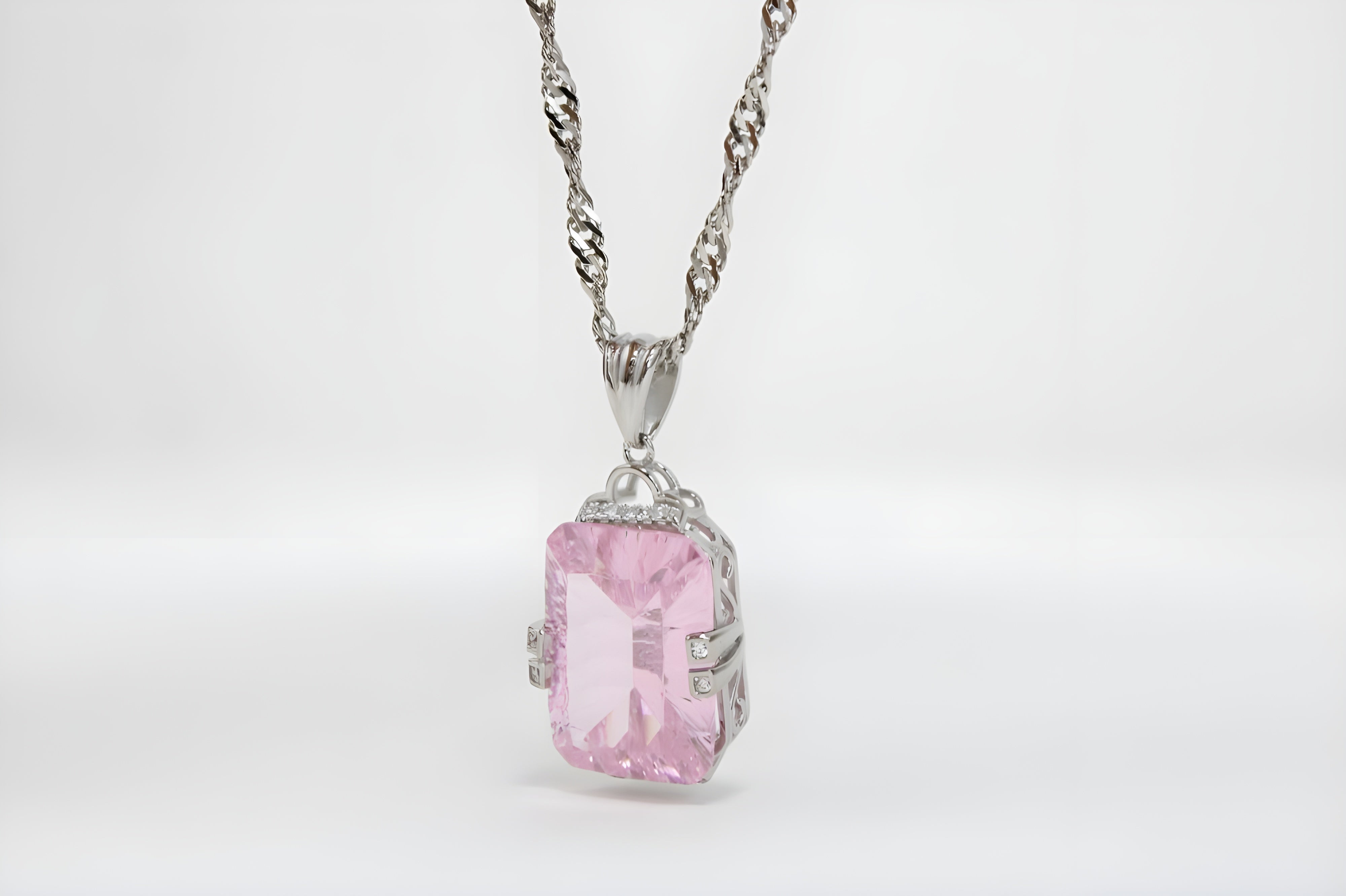 Timeless Pink Cushion Crystal Necklace by VeeLux