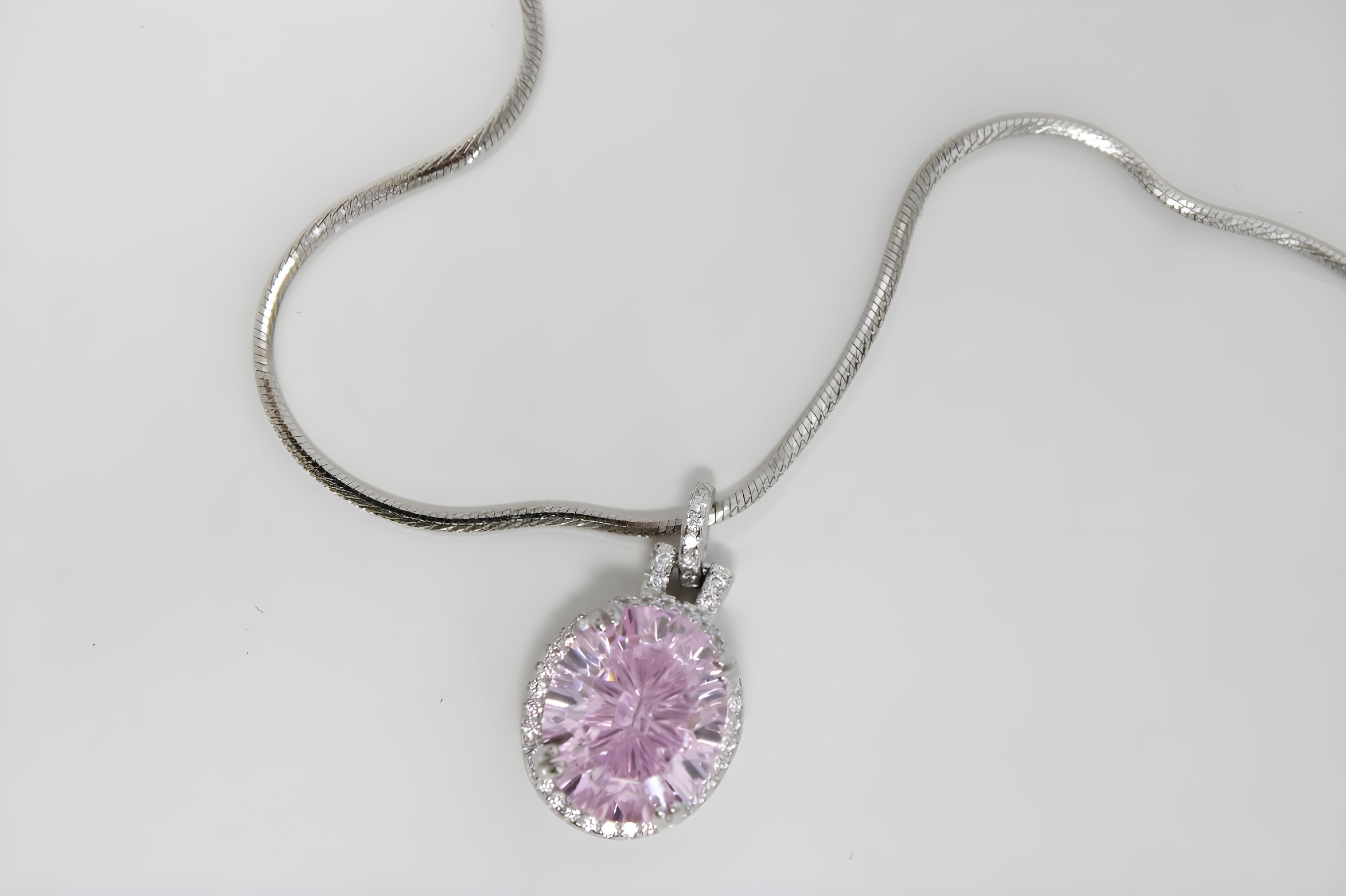 Soft Blush Cushion-Cut Crystal Pendant by VeeLux