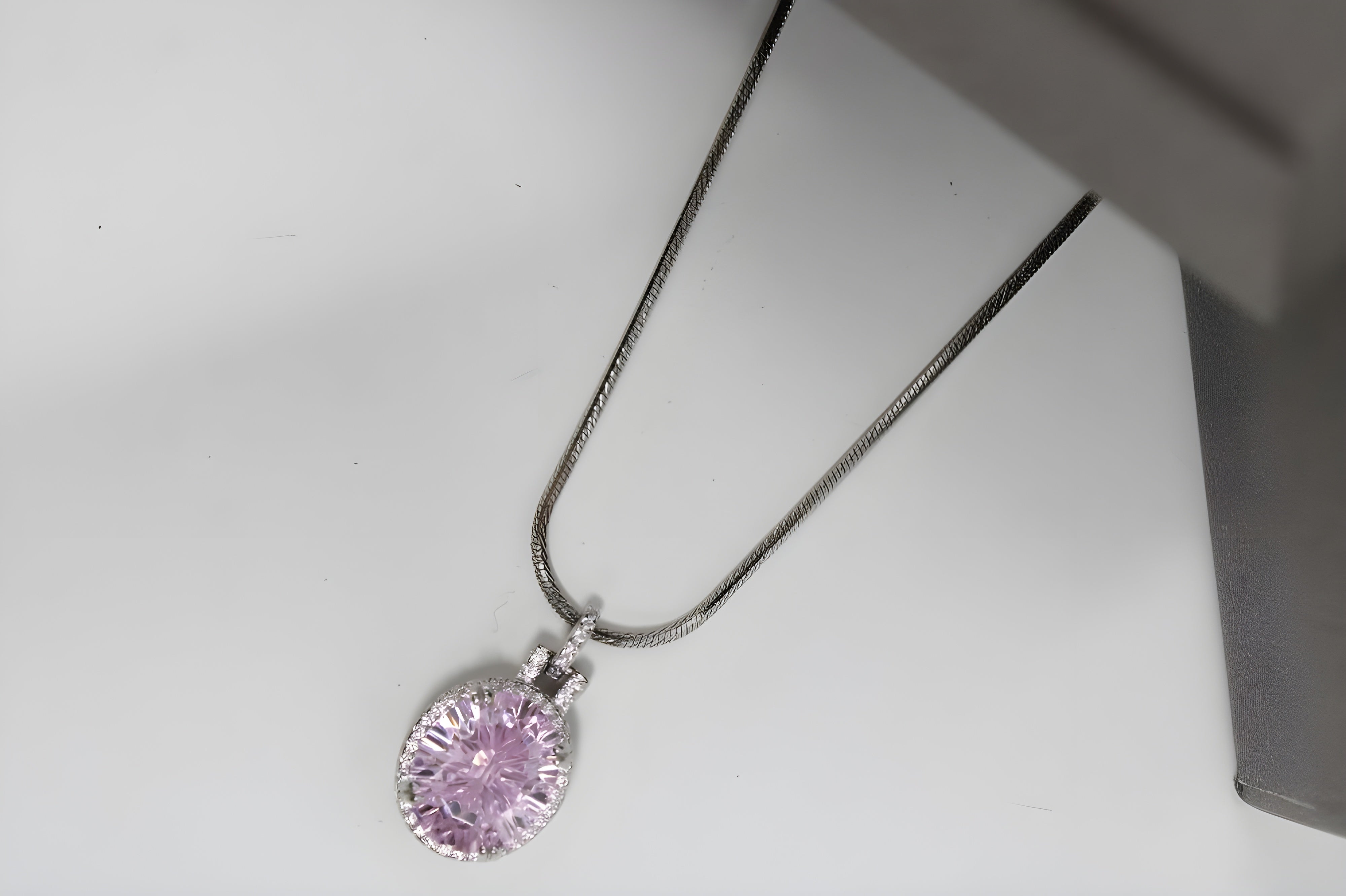 Soft Blush Cushion-Cut Crystal Pendant by VeeLux