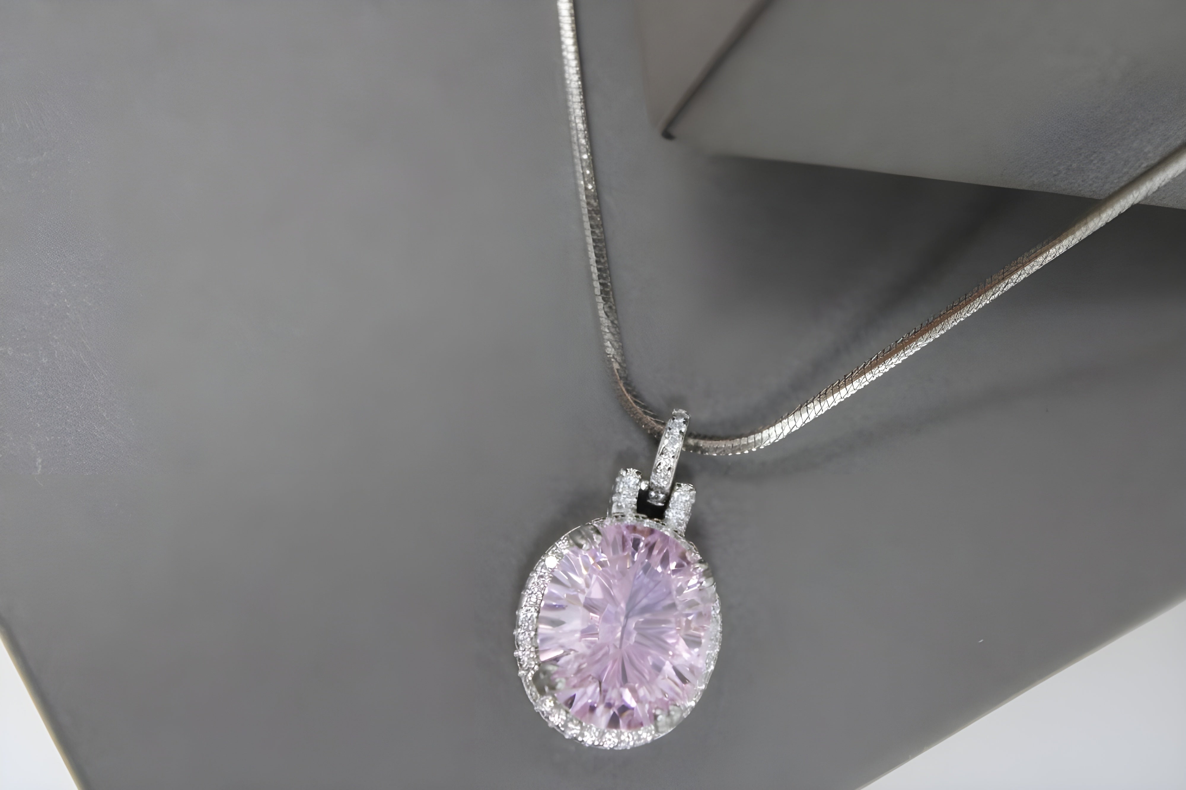 Soft Blush Cushion-Cut Crystal Pendant by VeeLux