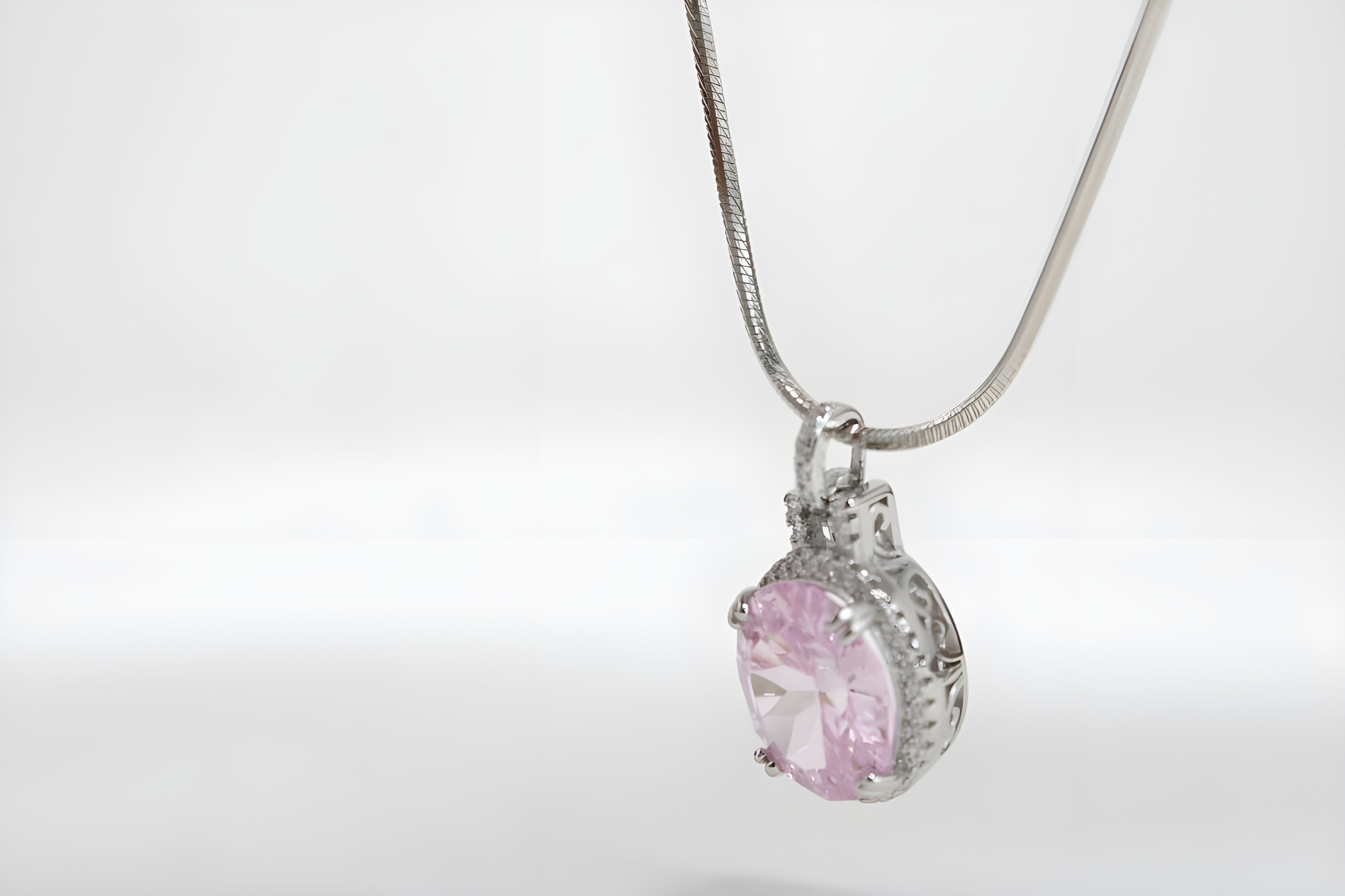 VeeLux Sparkling Pink Cushion Pendant Necklace