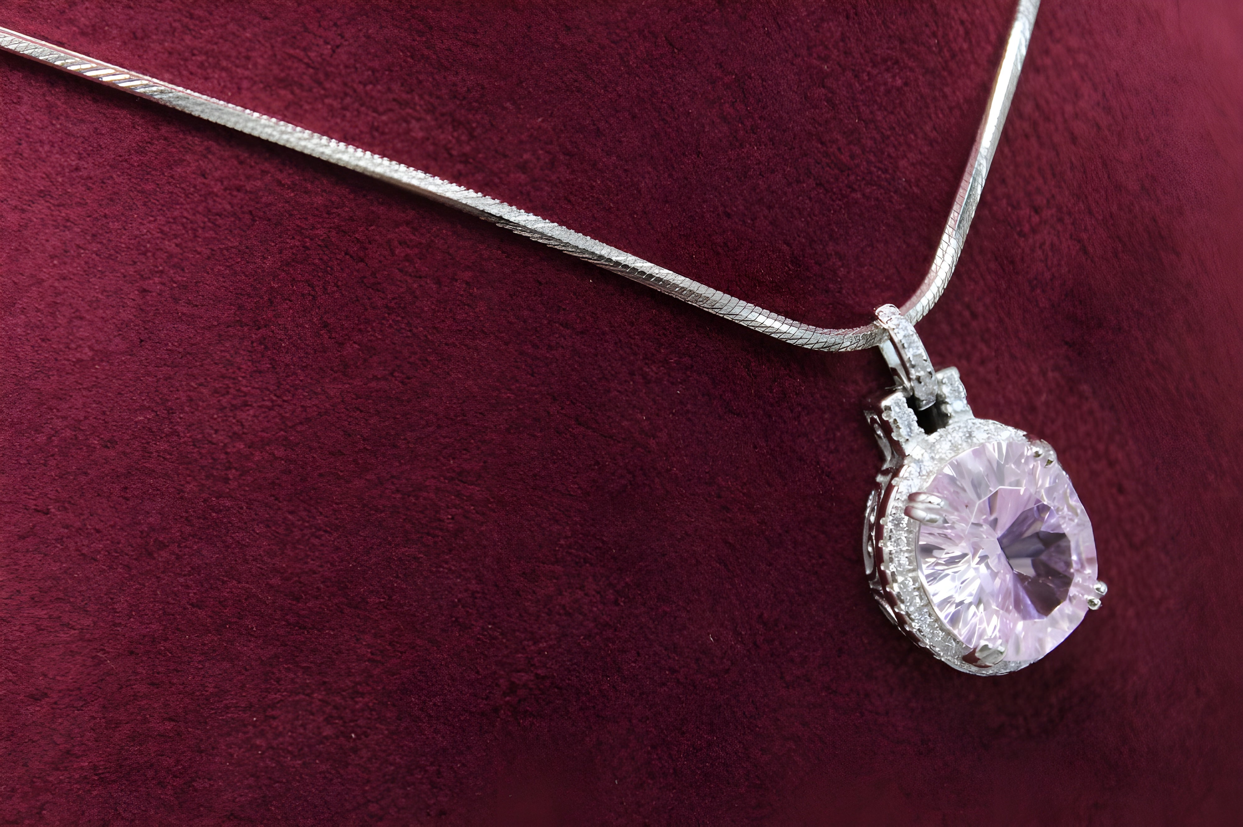 VeeLux Sparkling Pink Cushion Pendant Necklace