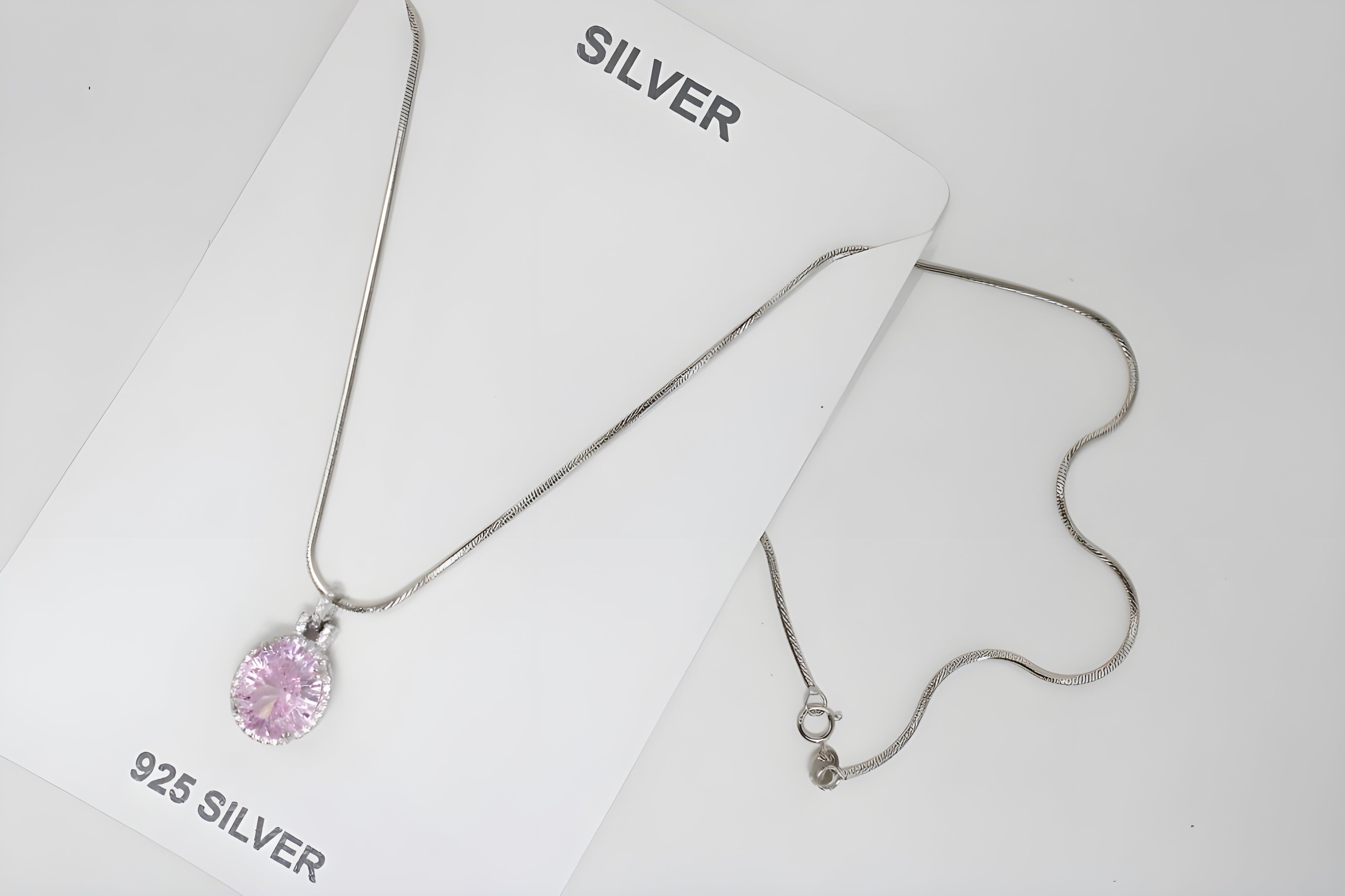 VeeLux Sparkling Pink Cushion Pendant Necklace