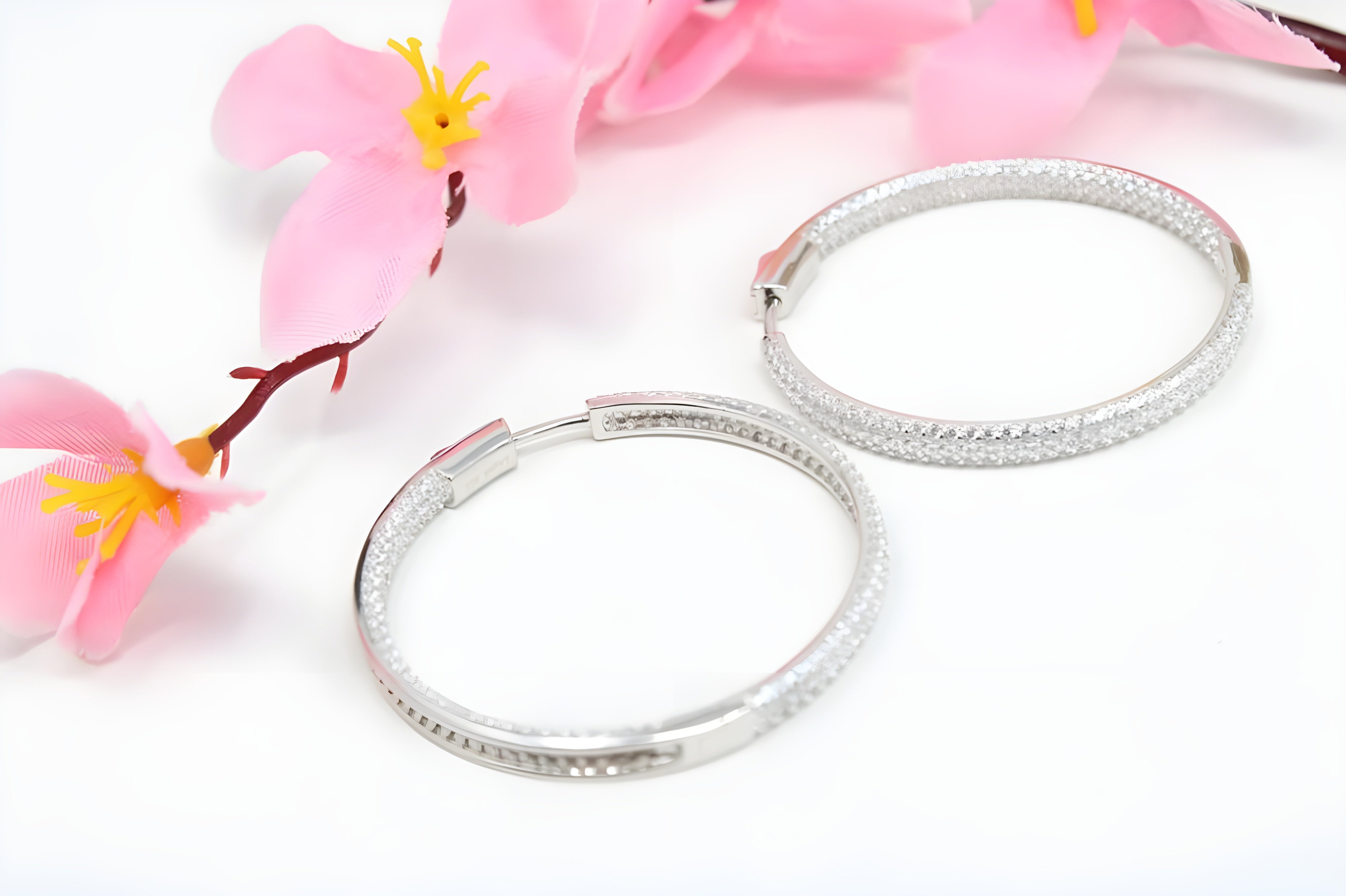 Radiant Embrace VeeLux Premium Crystal Sterling Silver Hoop Earrings