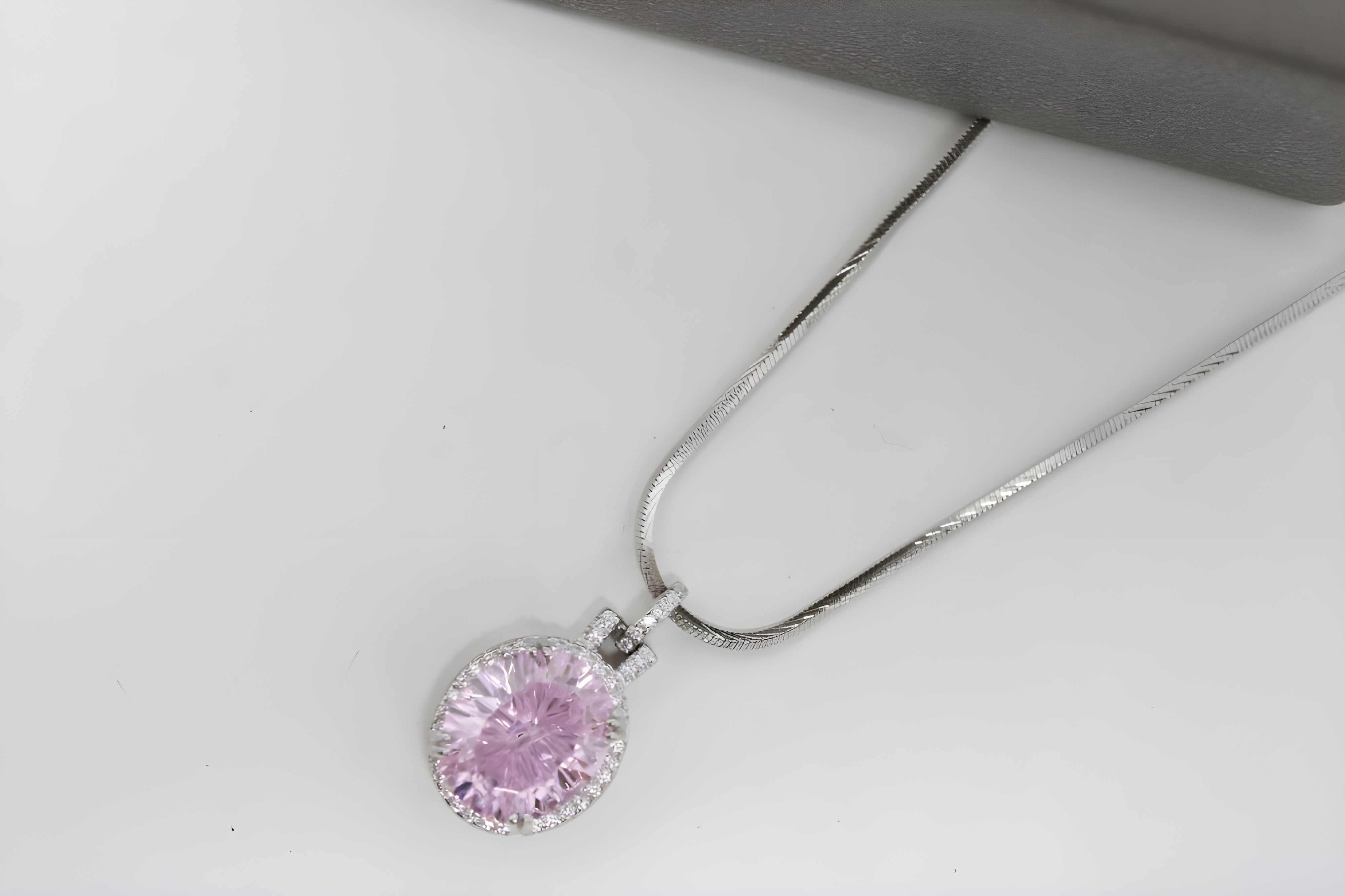 VeeLux Sparkling Pink Cushion Pendant Necklace