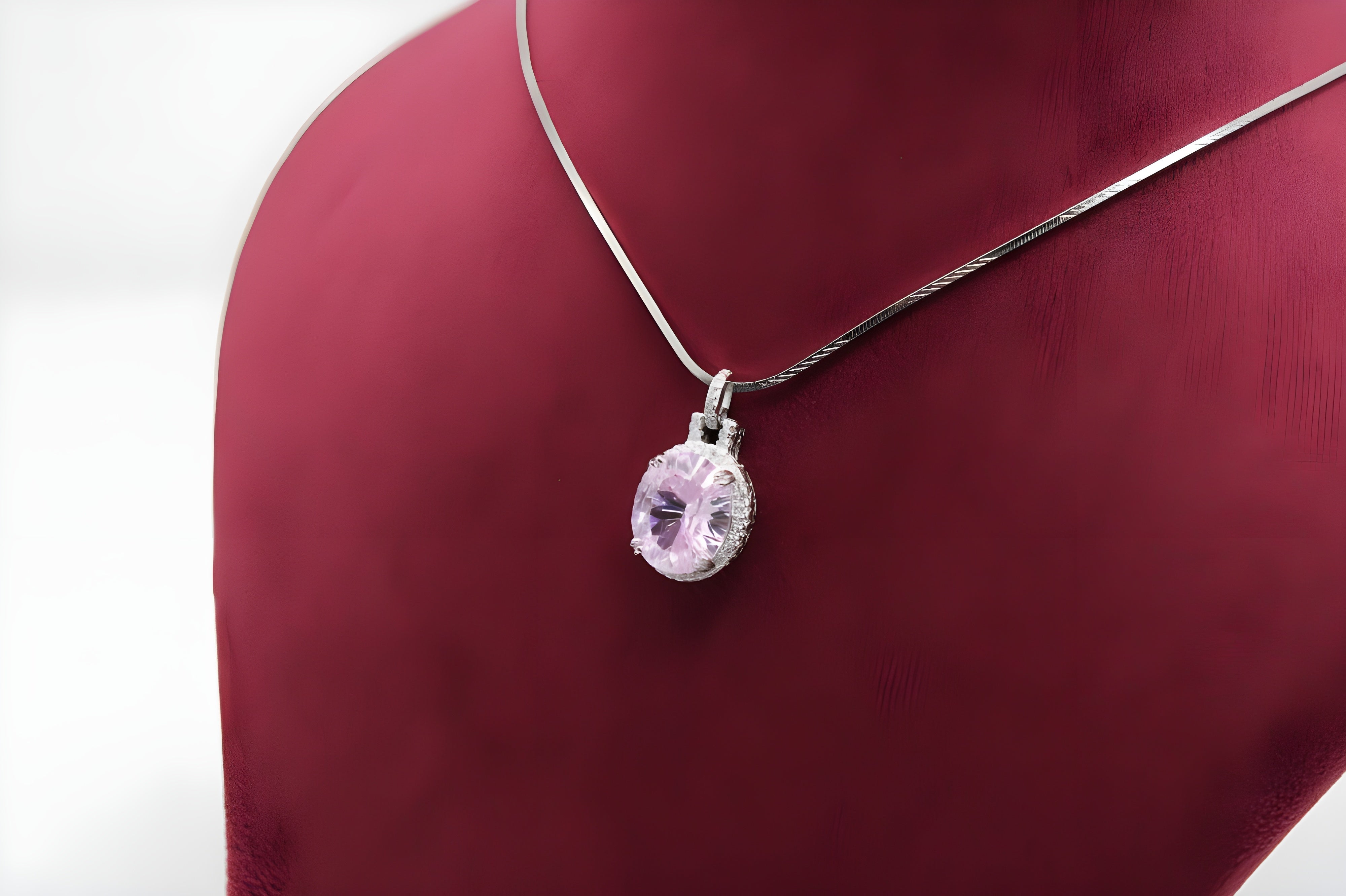 VeeLux Sparkling Pink Cushion Pendant Necklace