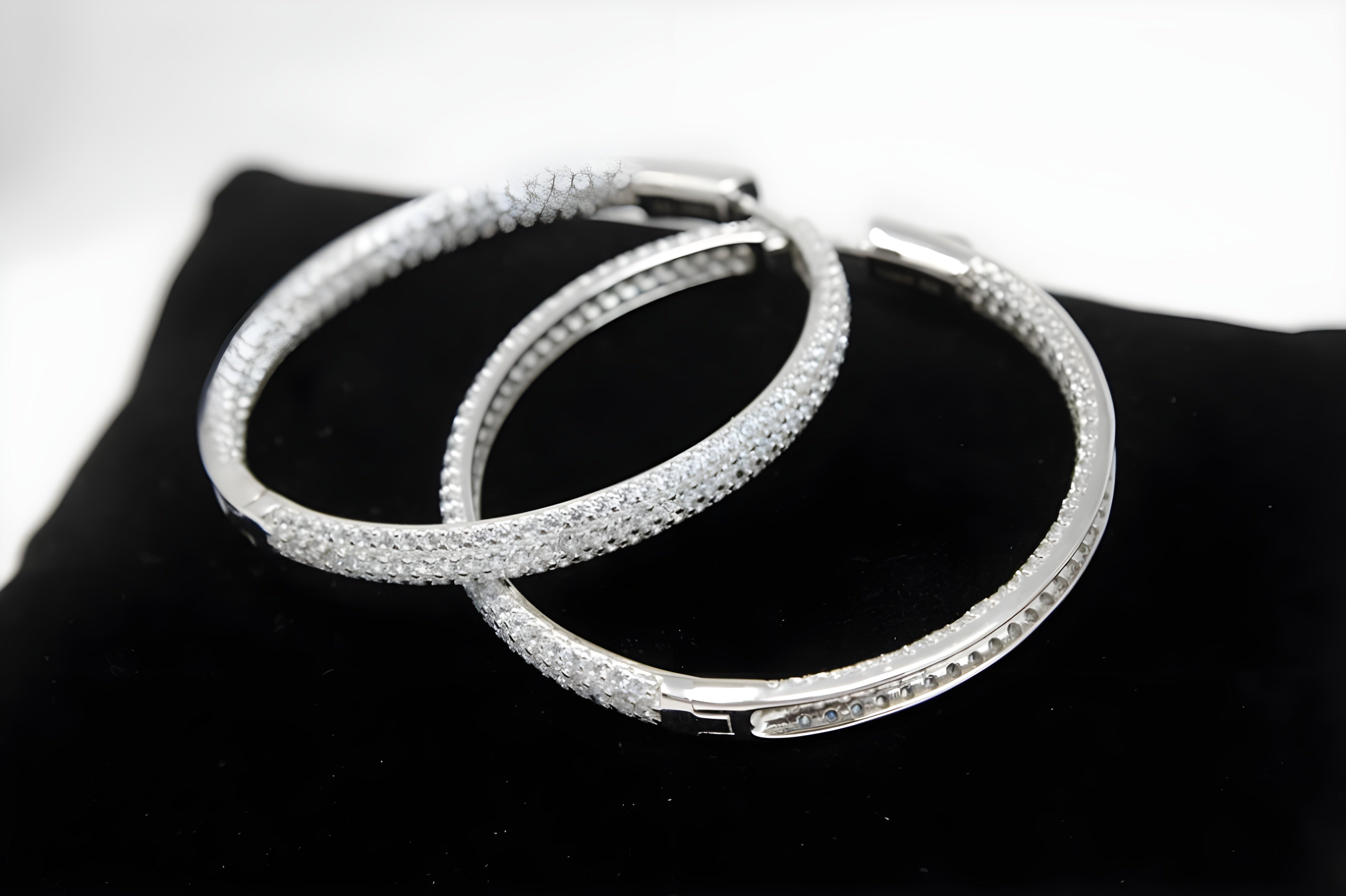 Radiant Embrace VeeLux Premium Crystal Sterling Silver Hoop Earrings