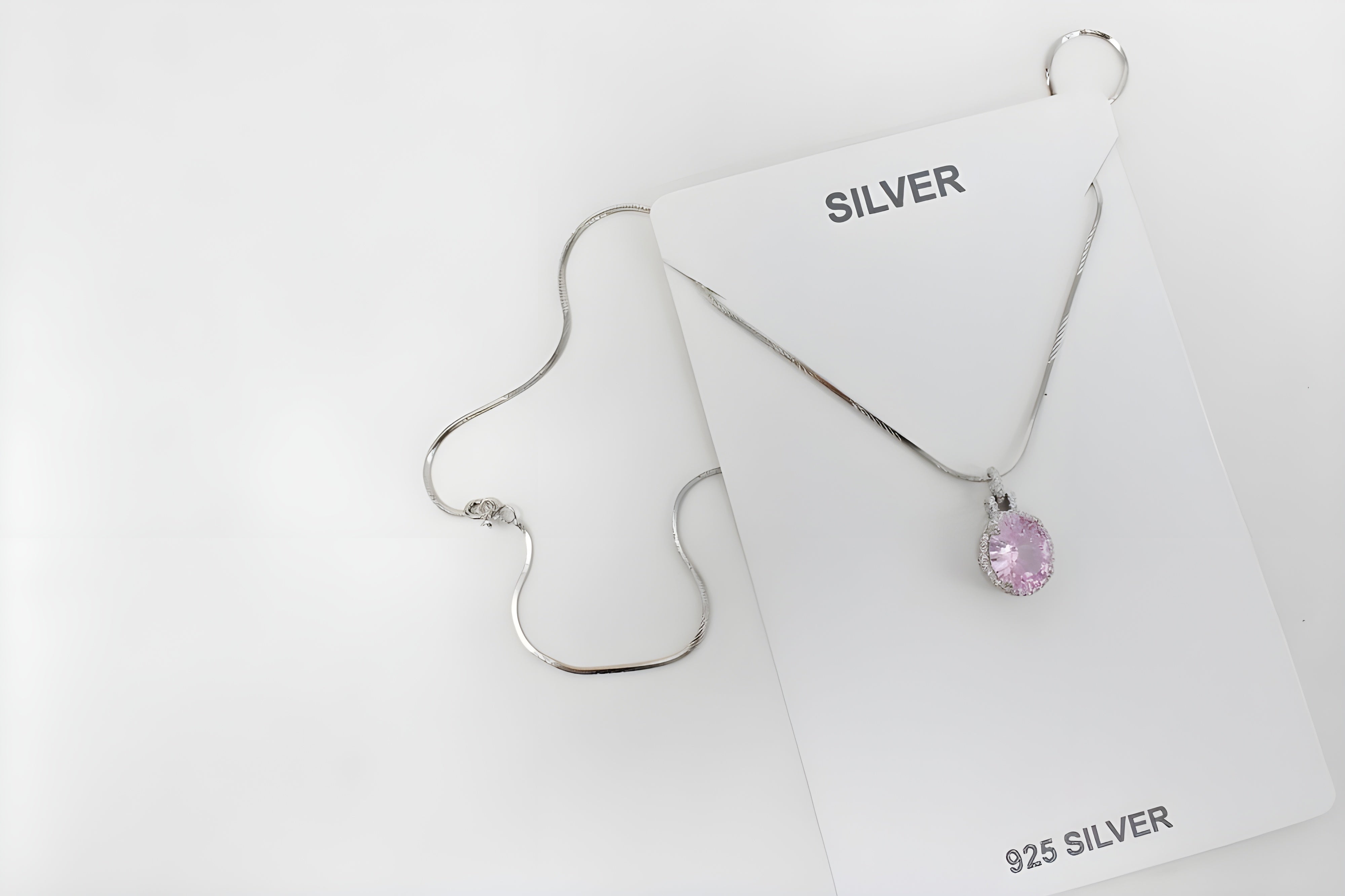 VeeLux Sparkling Pink Cushion Pendant Necklace