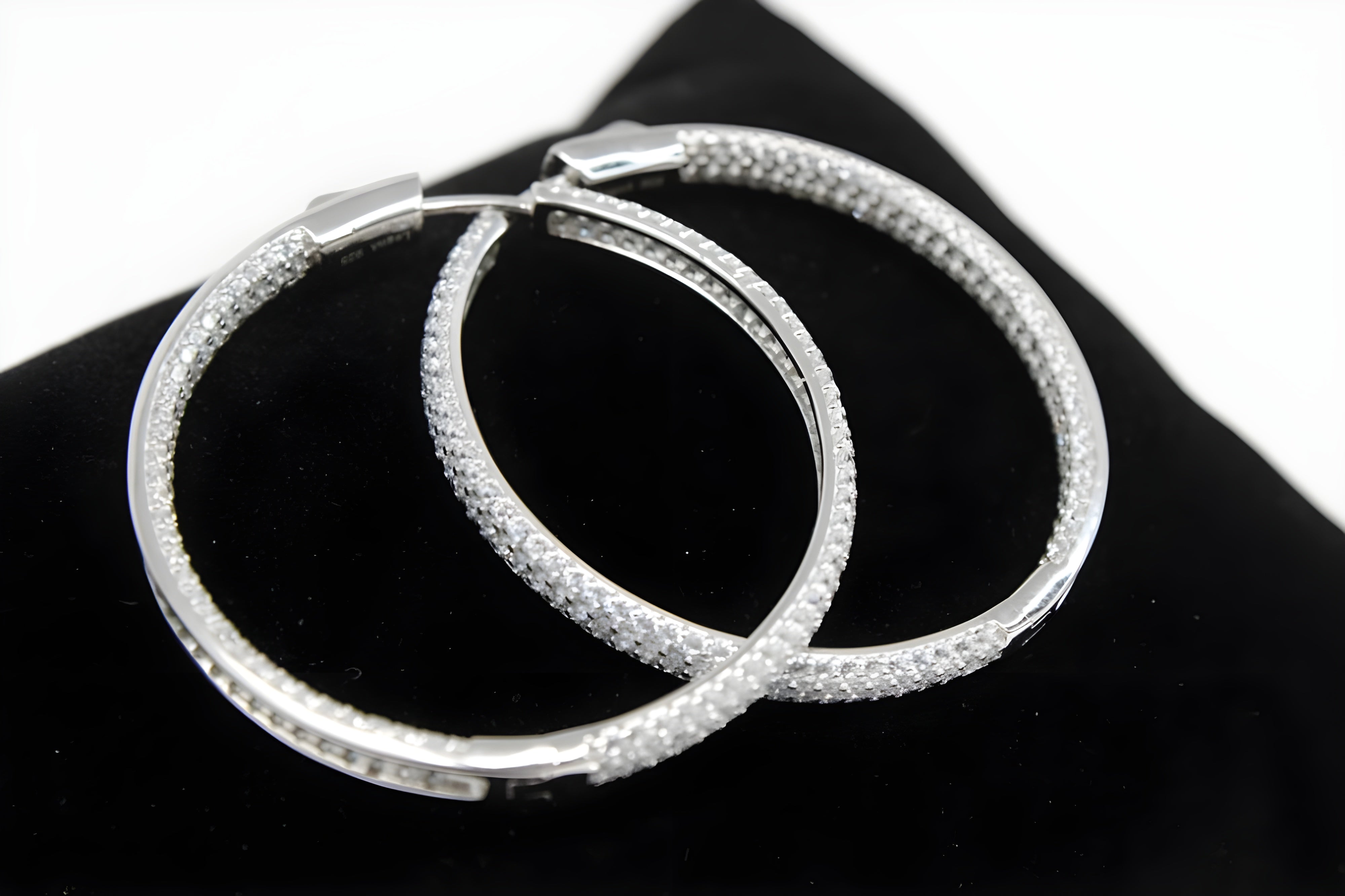 Radiant Embrace VeeLux Premium Crystal Sterling Silver Hoop Earrings