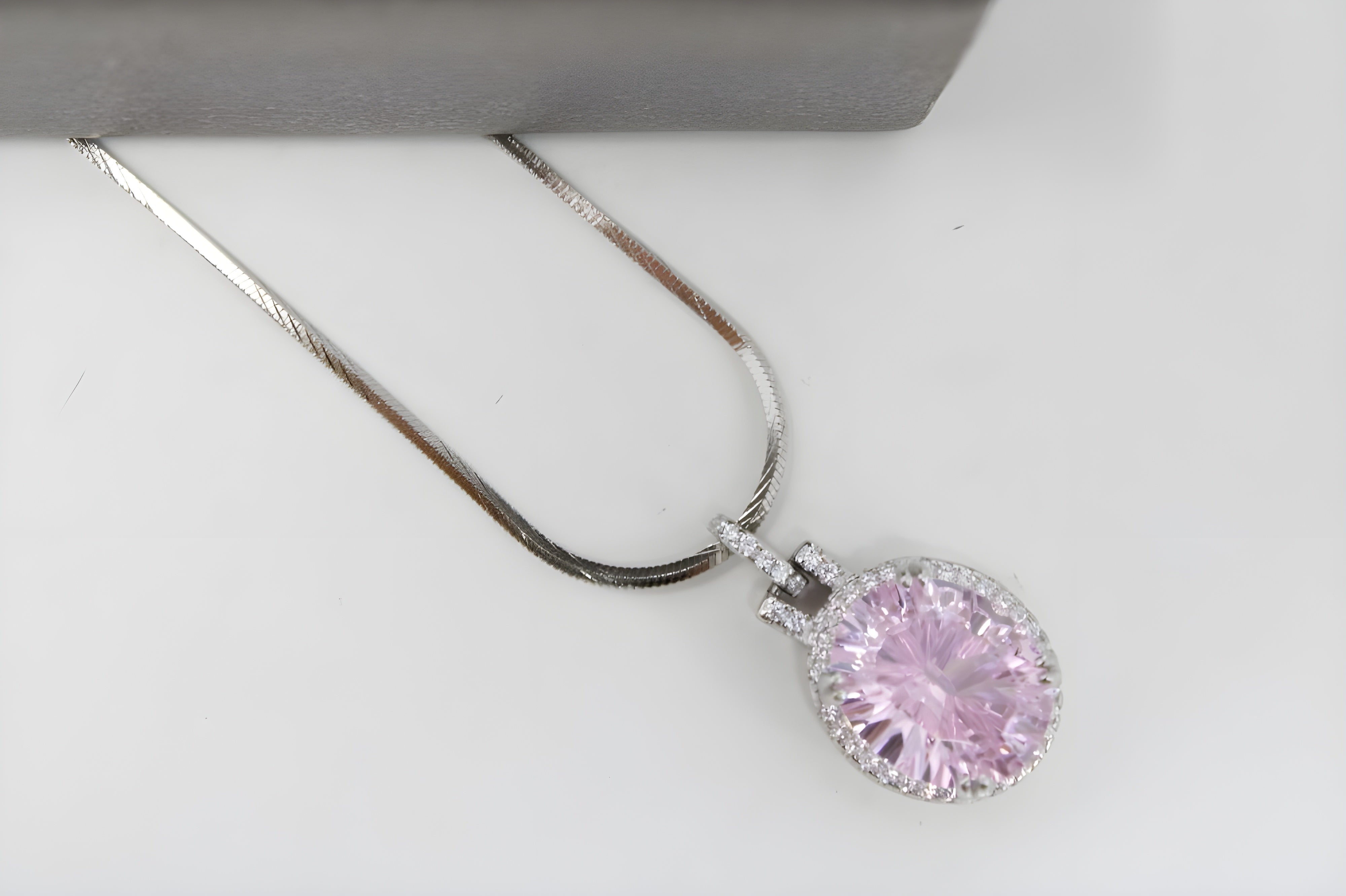 VeeLux Sparkling Pink Cushion Pendant Necklace