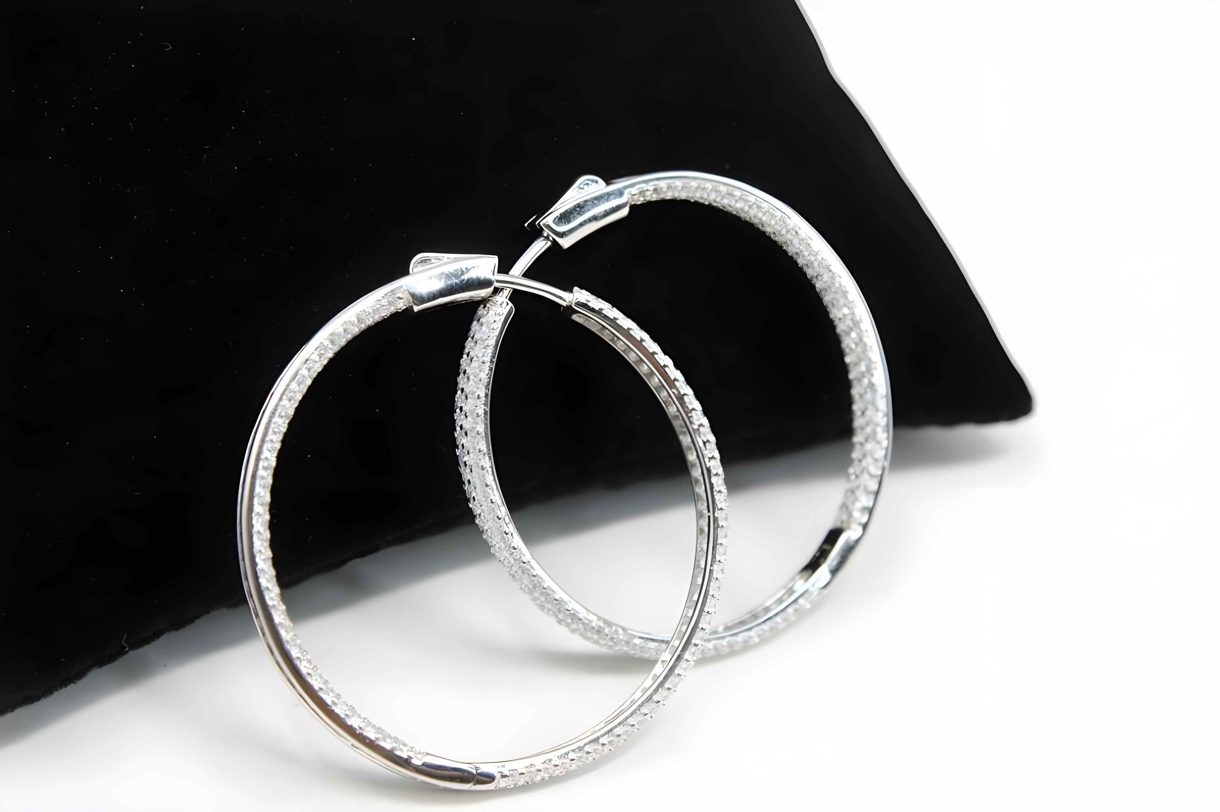 Radiant Embrace VeeLux Premium Crystal Sterling Silver Hoop Earrings