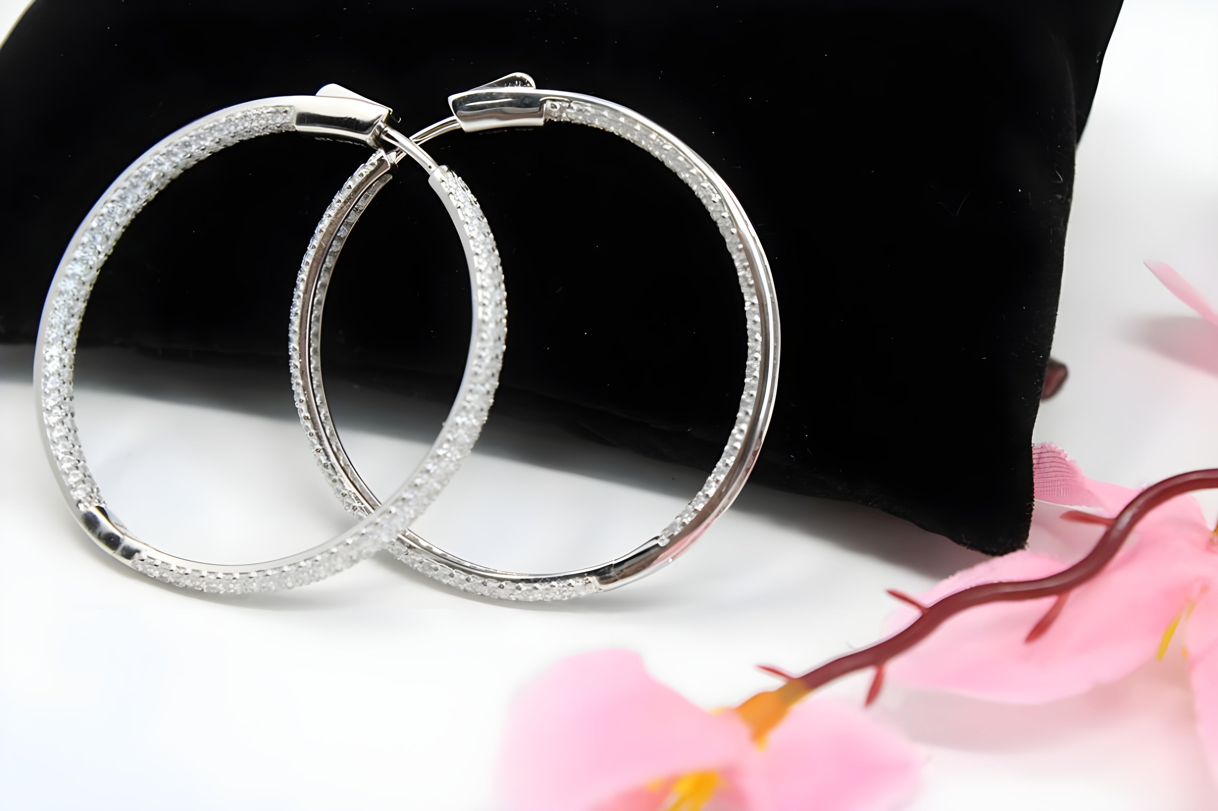 Radiant Embrace VeeLux Premium Crystal Sterling Silver Hoop Earrings