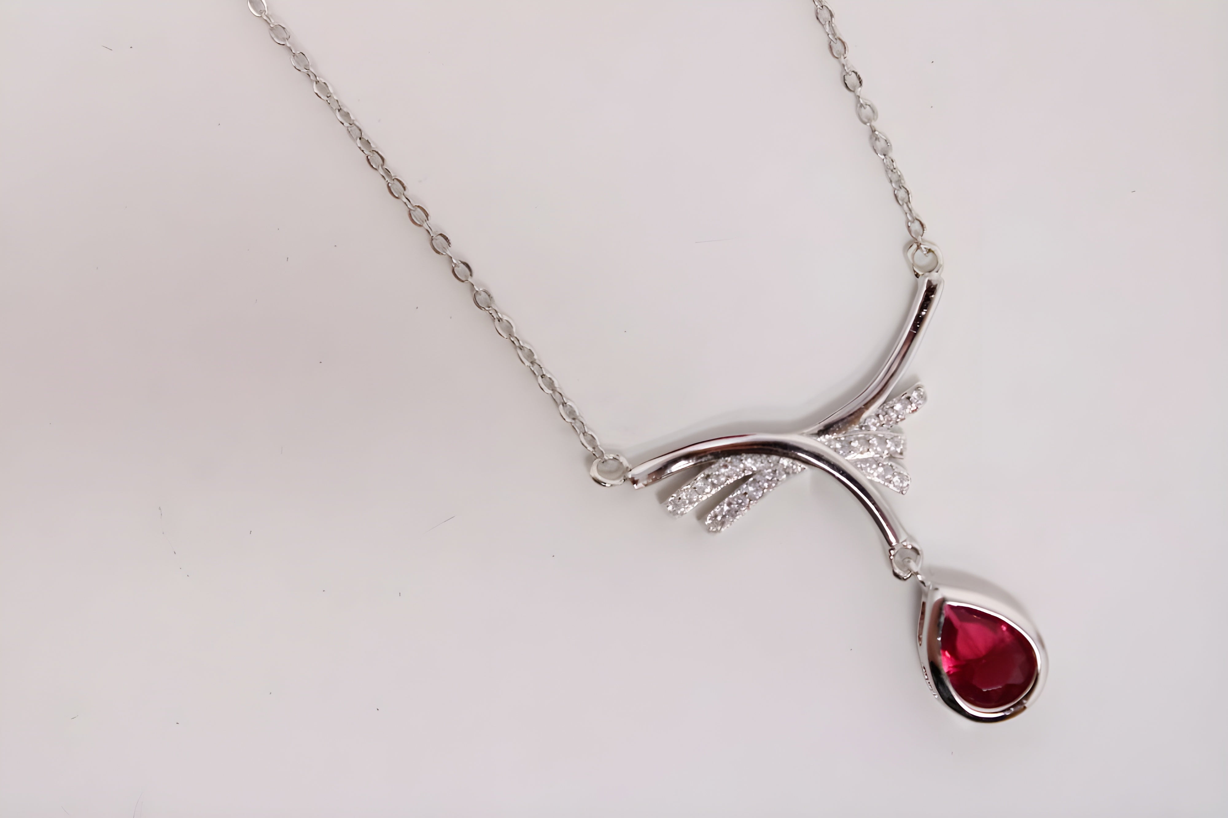 VeeLux Premium Crimson Crystal Sterling Necklace