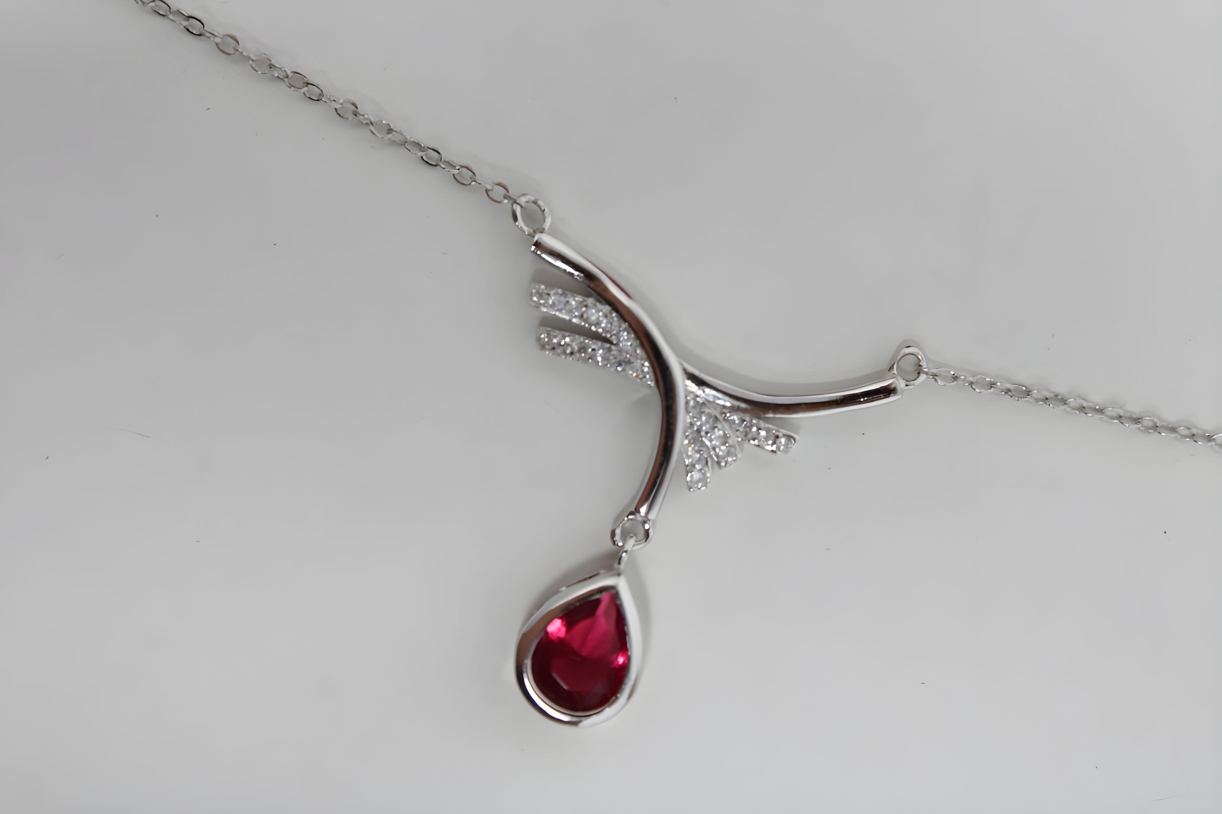 VeeLux Premium Crimson Crystal Sterling Necklace