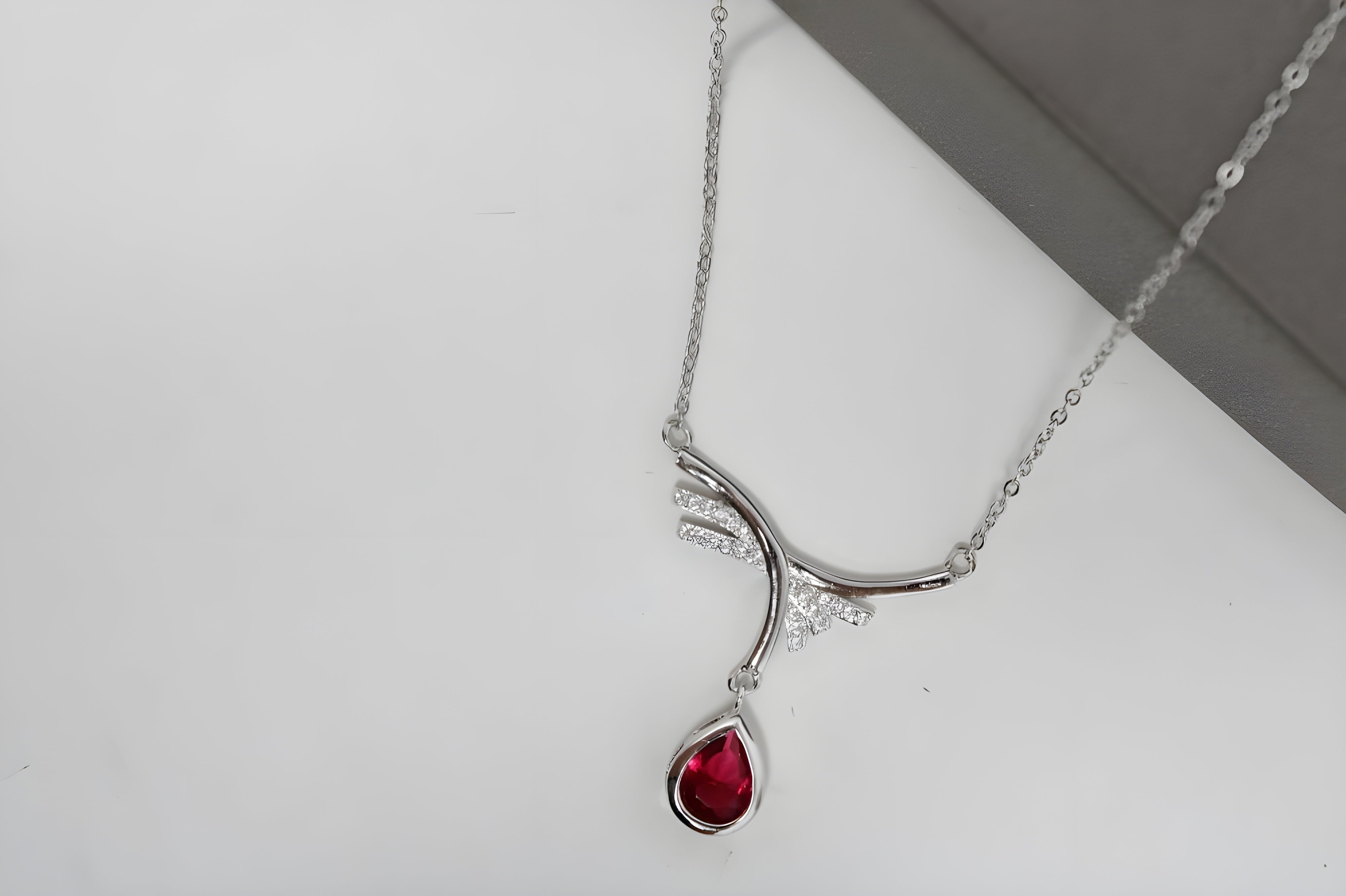 VeeLux Premium Crimson Crystal Sterling Necklace