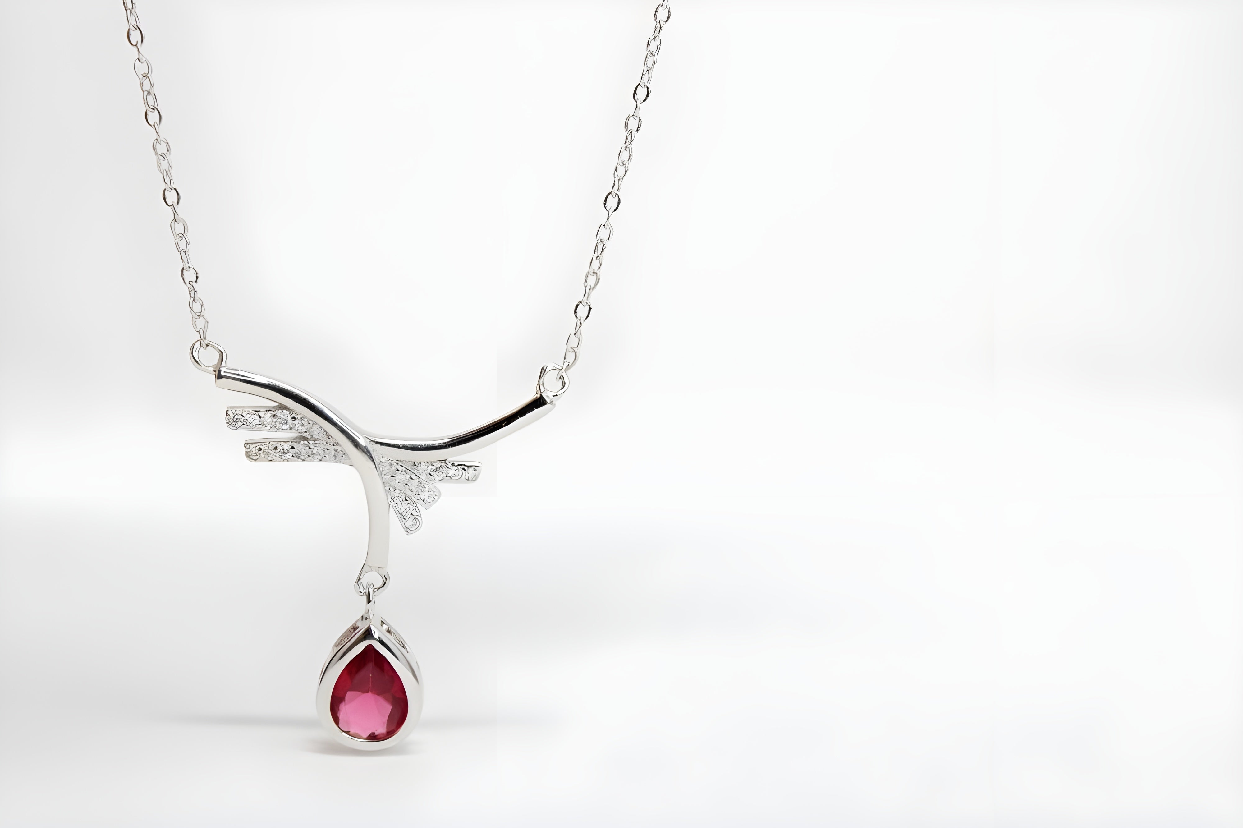 VeeLux Premium Crimson Crystal Sterling Necklace