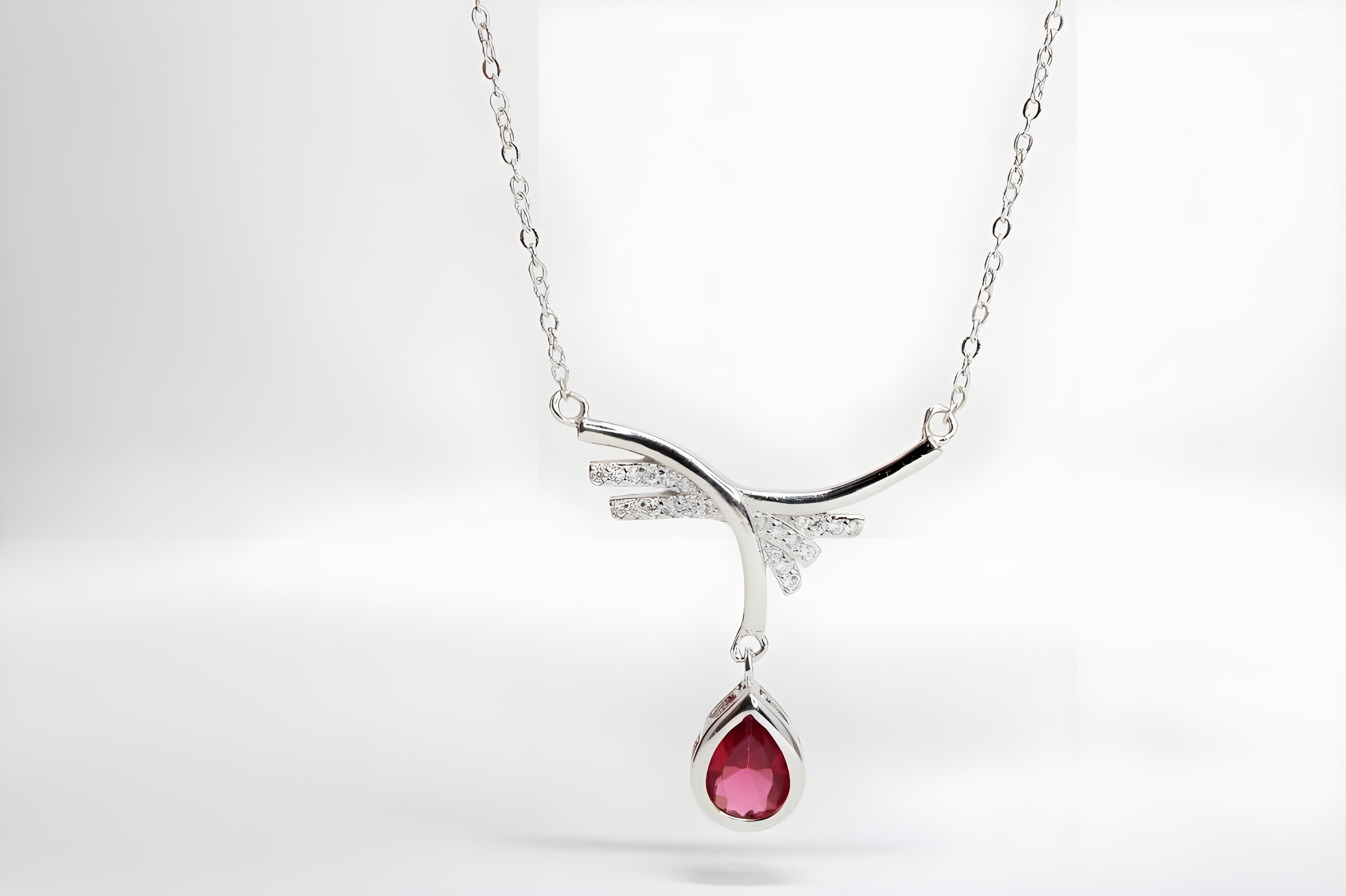 VeeLux Premium Crimson Crystal Sterling Necklace