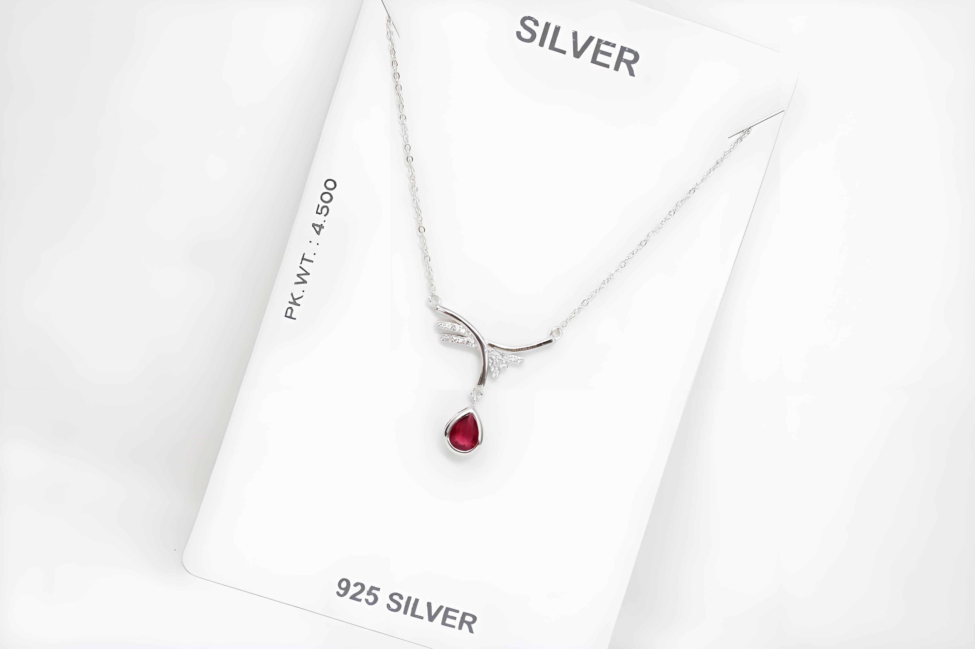 VeeLux Premium Crimson Crystal Sterling Necklace