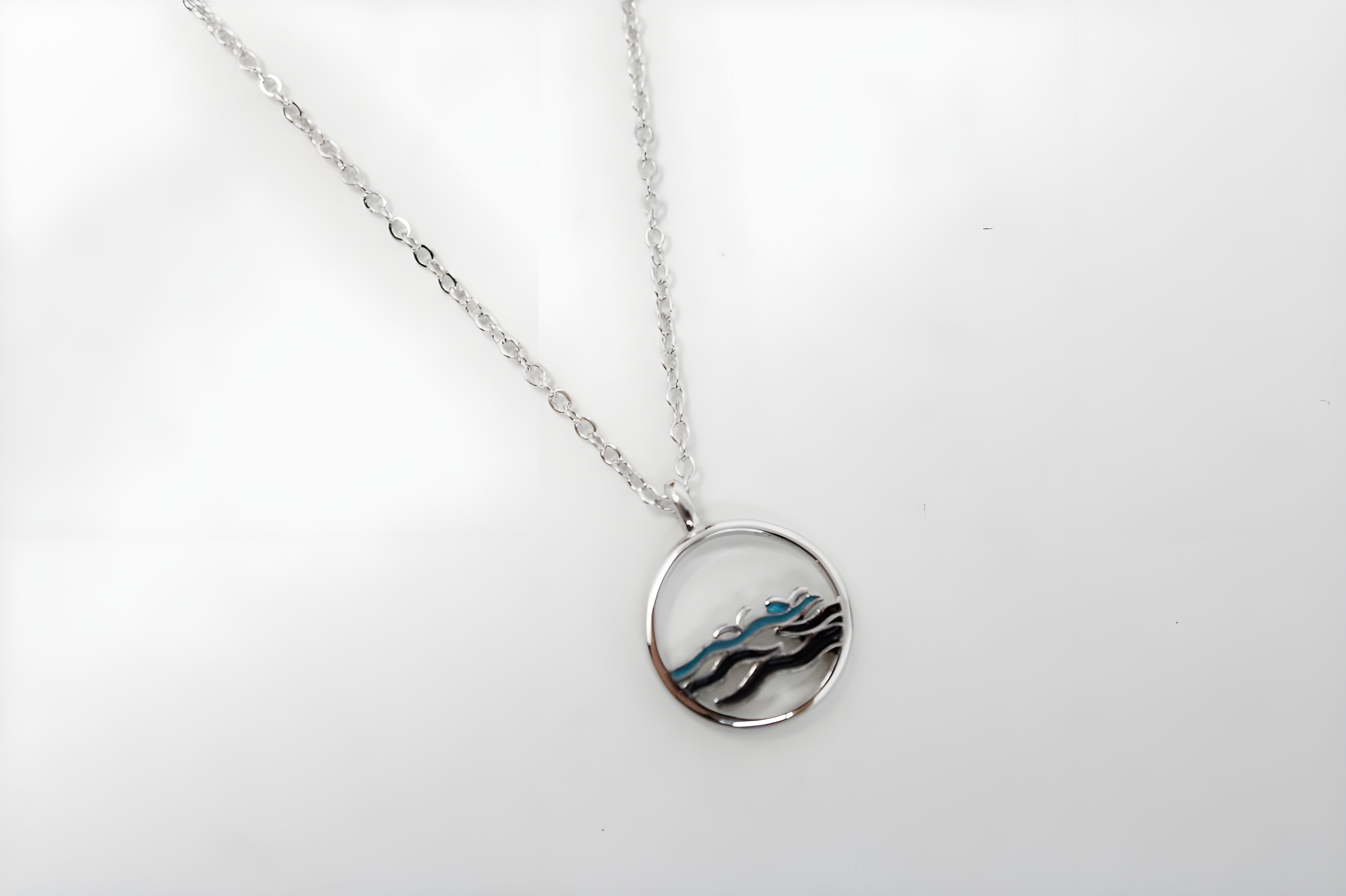 Ebb and Flow Ocean Circle Pendant Necklace