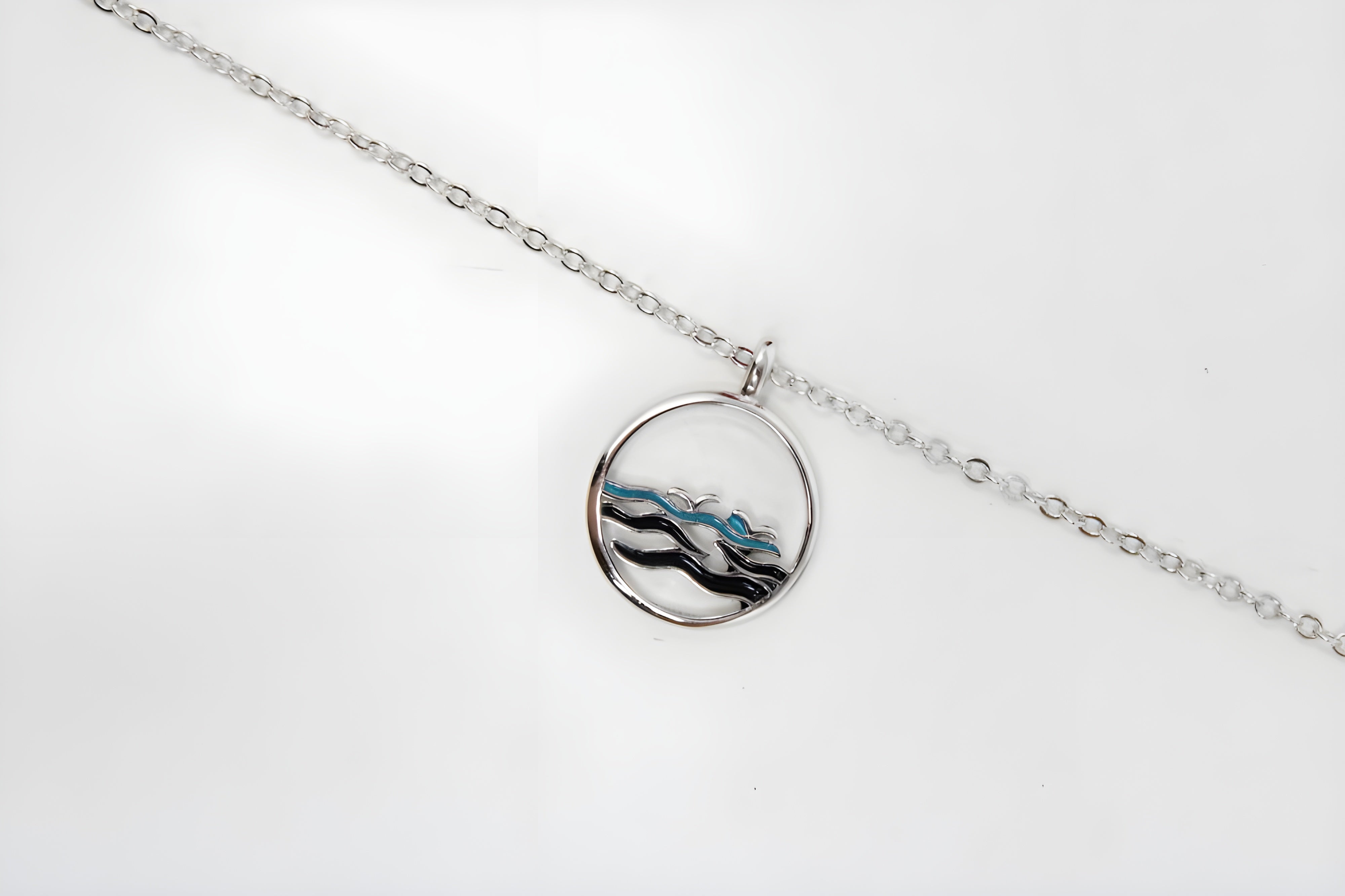 Ebb and Flow Ocean Circle Pendant Necklace