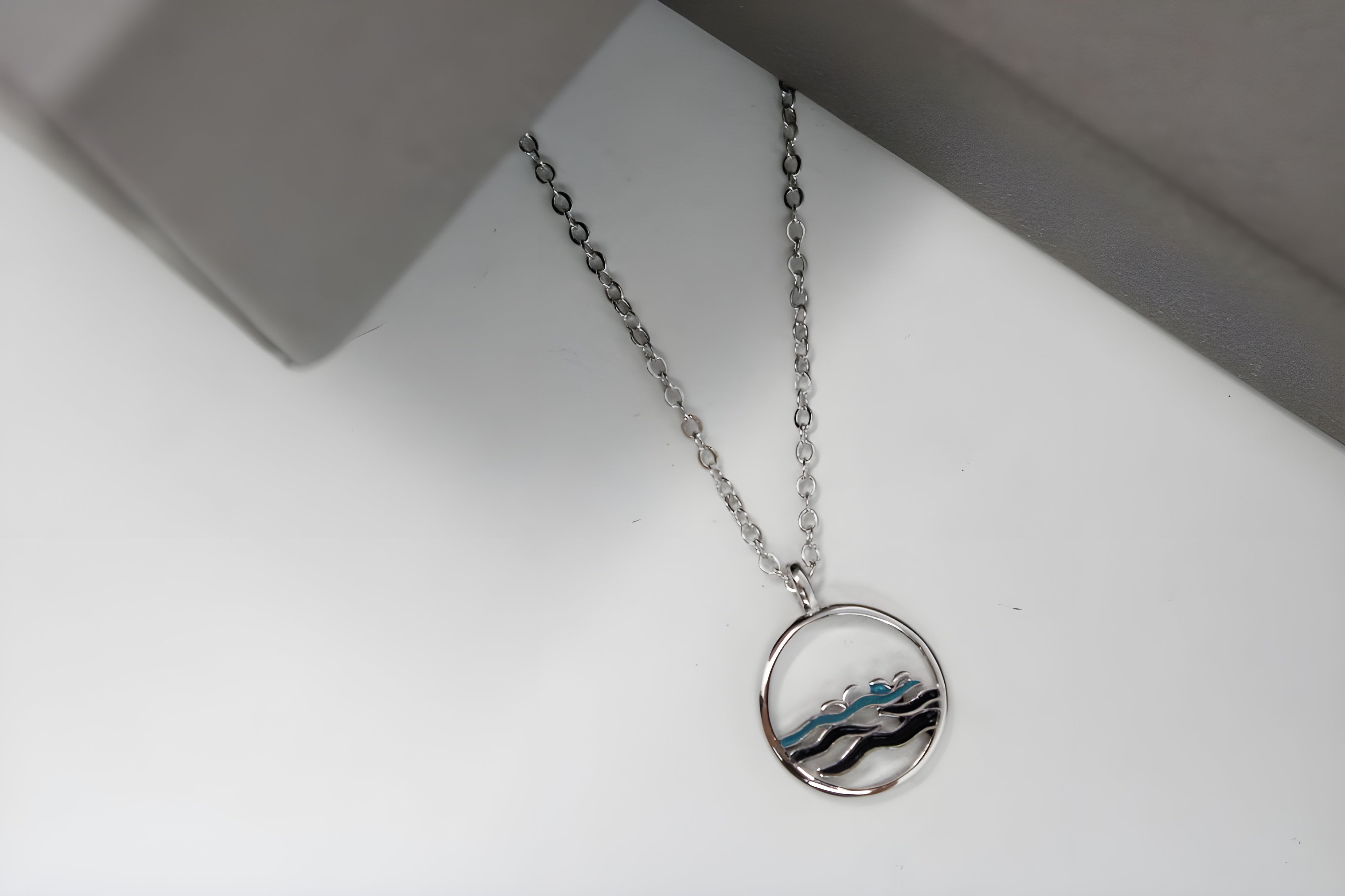 Ebb and Flow Ocean Circle Pendant Necklace