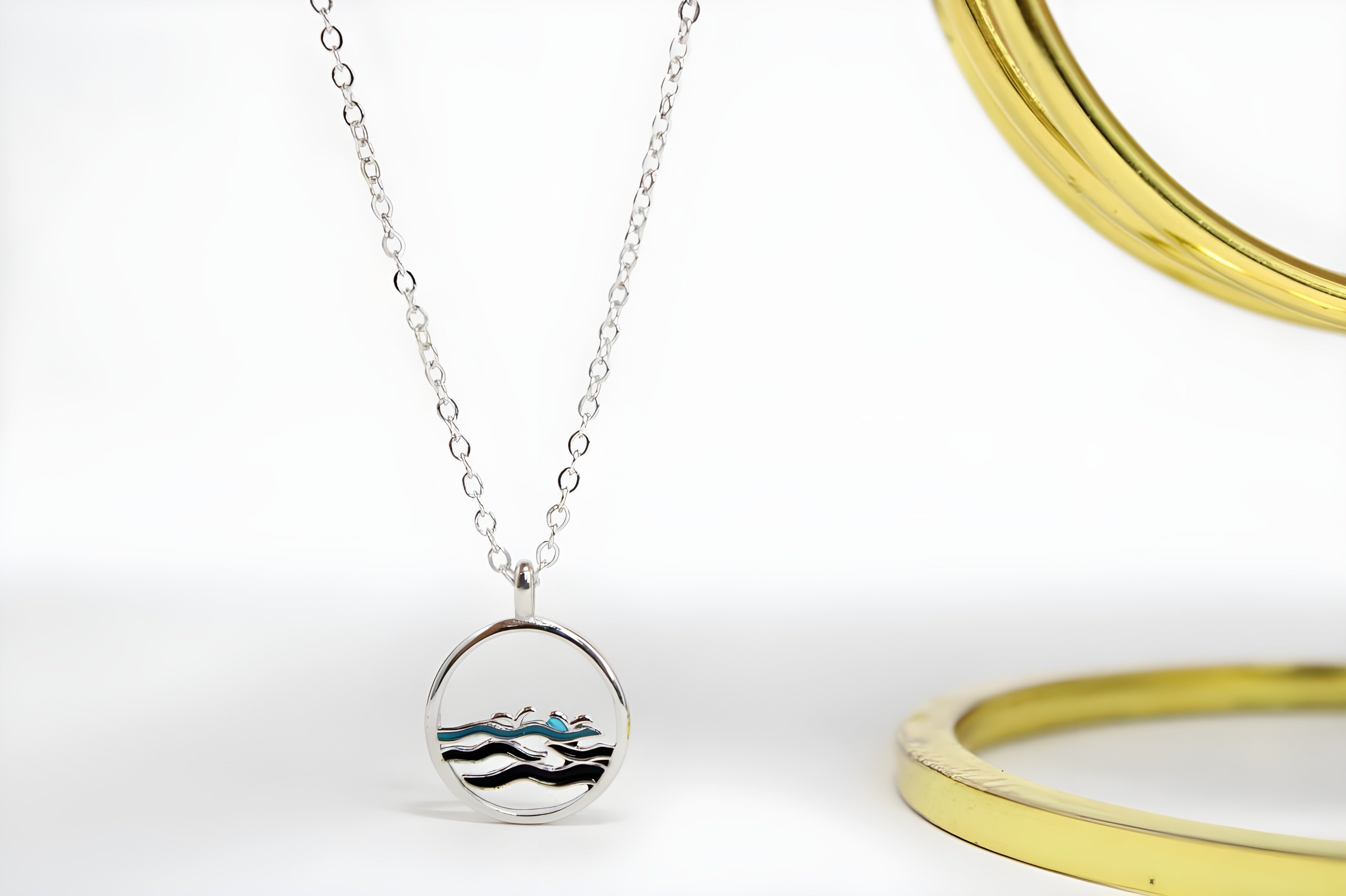 Ebb and Flow Ocean Circle Pendant Necklace