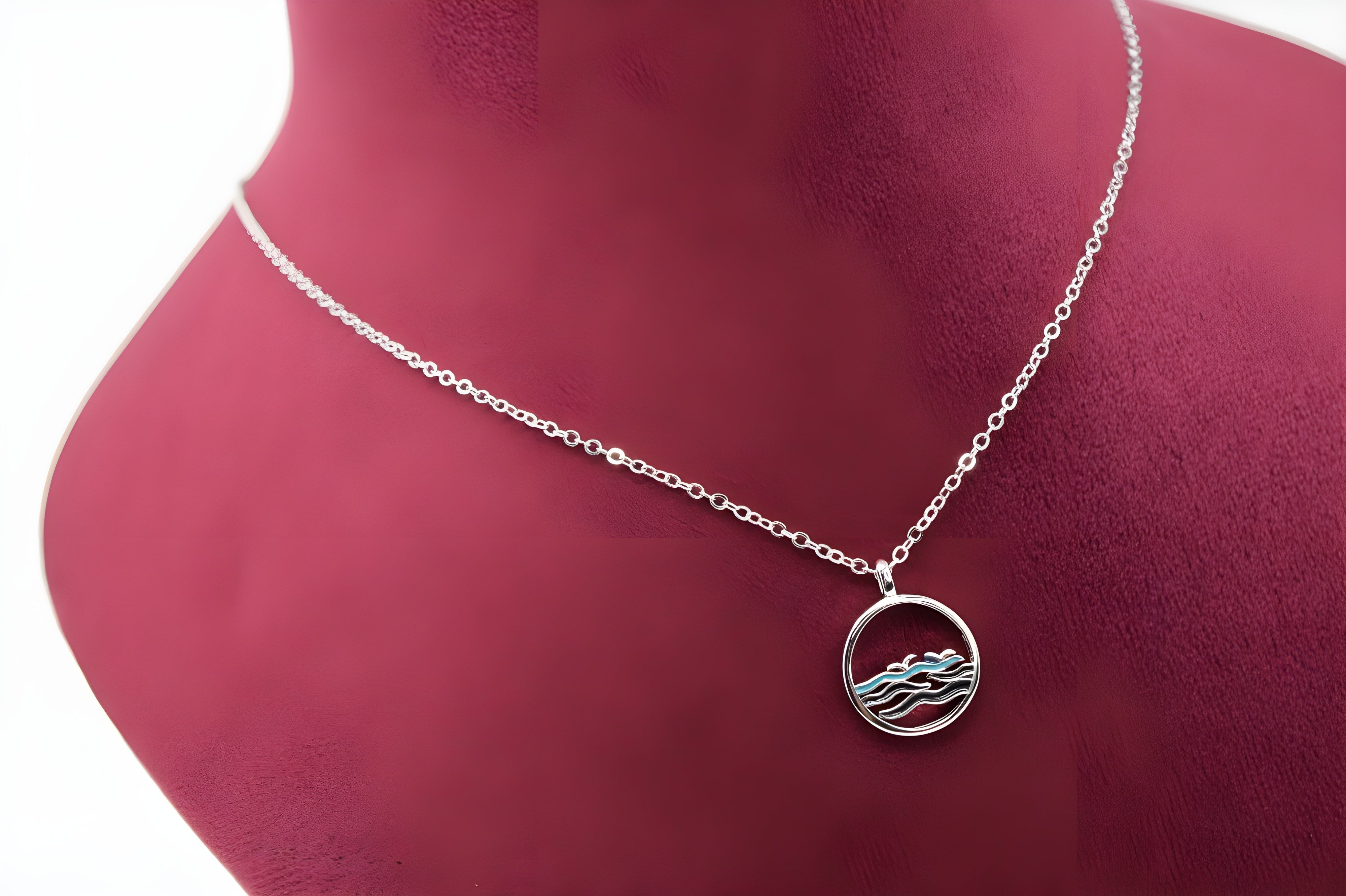 Ebb and Flow Ocean Circle Pendant Necklace