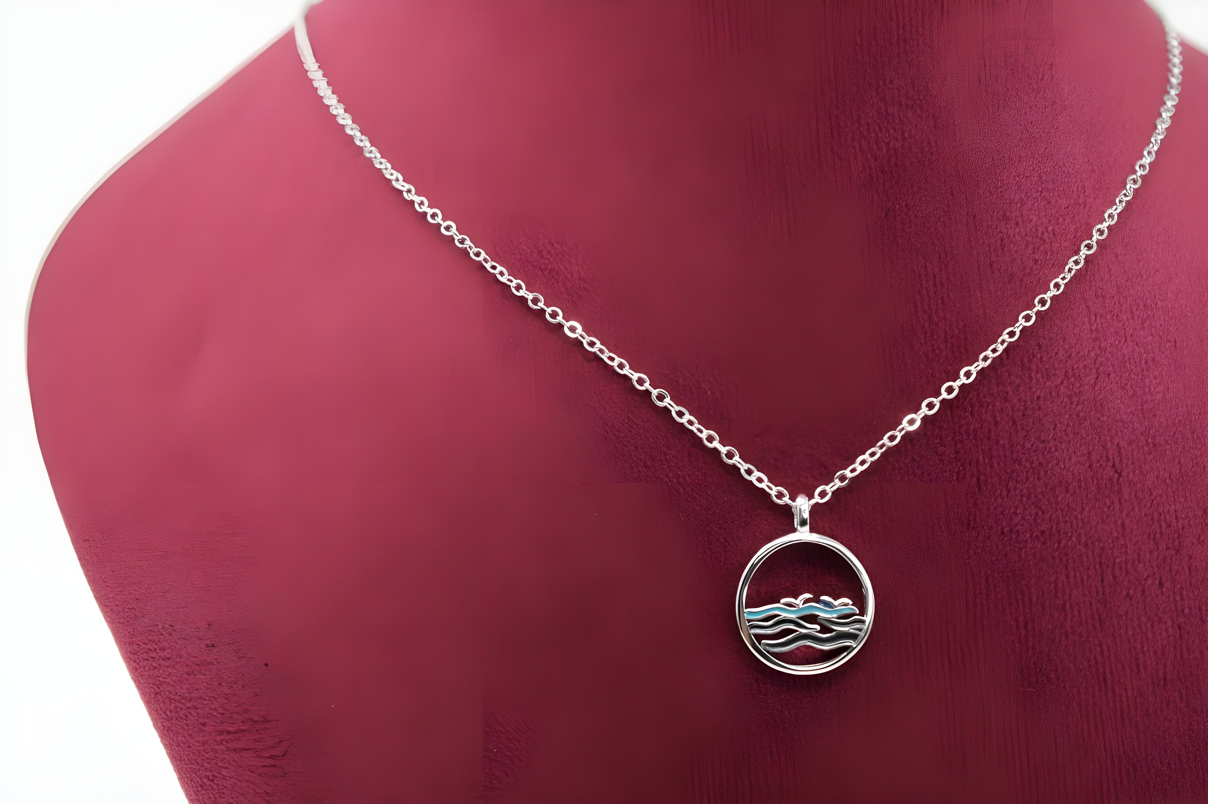 Ebb and Flow Ocean Circle Pendant Necklace