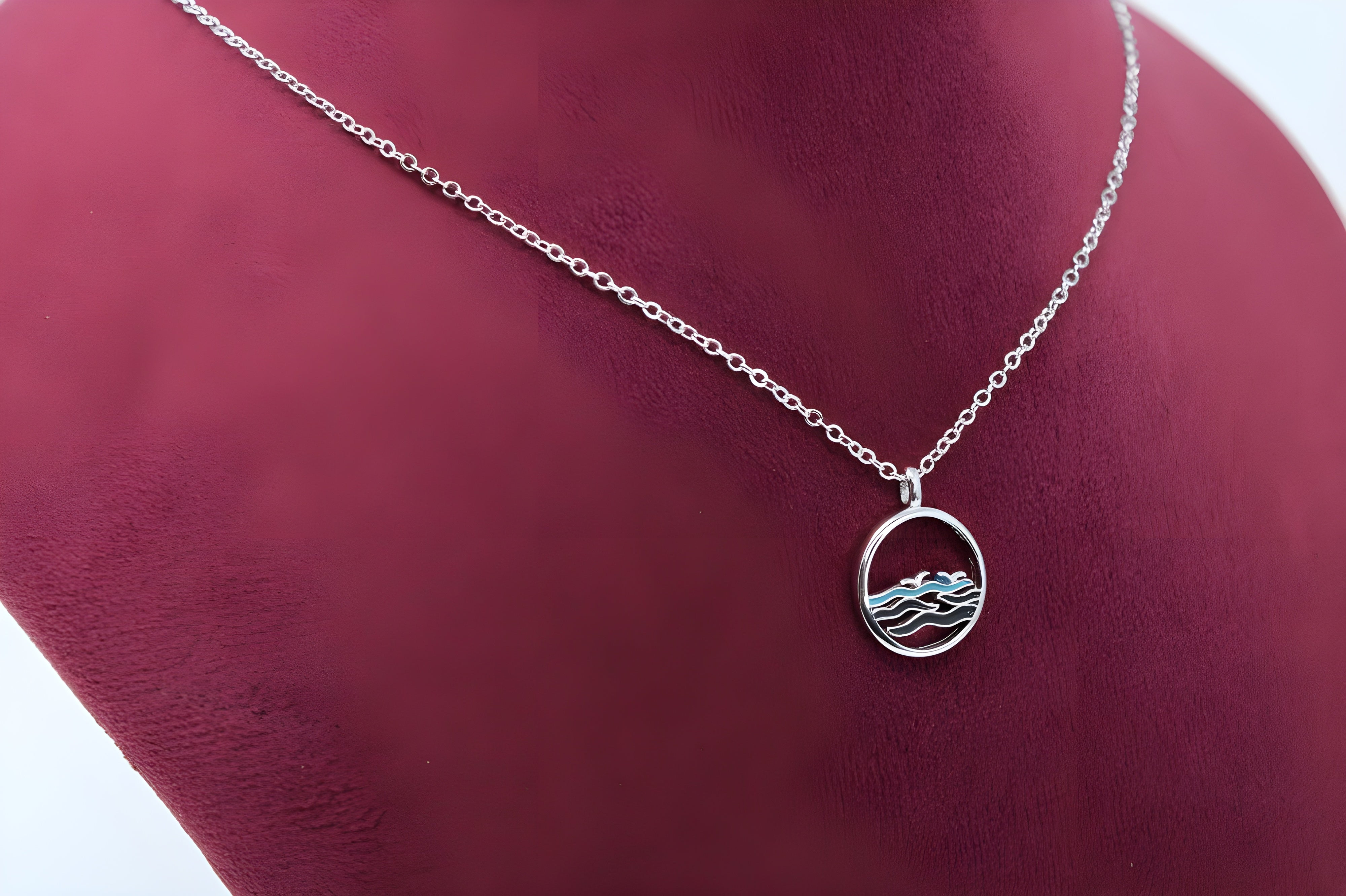 Ebb and Flow Ocean Circle Pendant Necklace